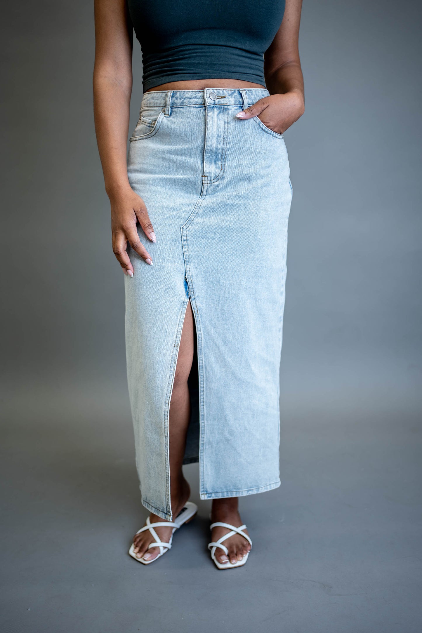 Denim Midi Skirt