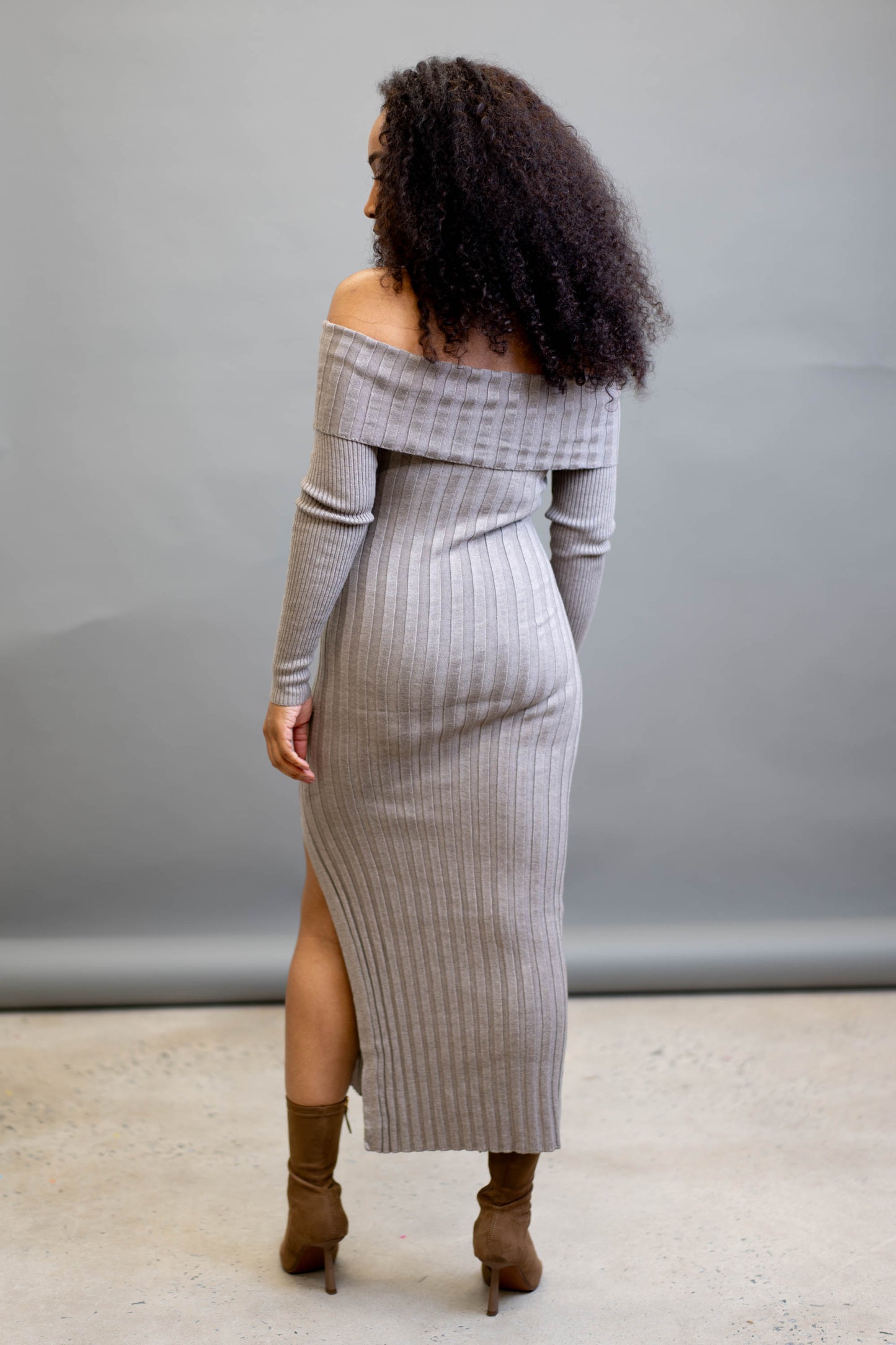 Off the Shoulder Sweater Maxi Dress