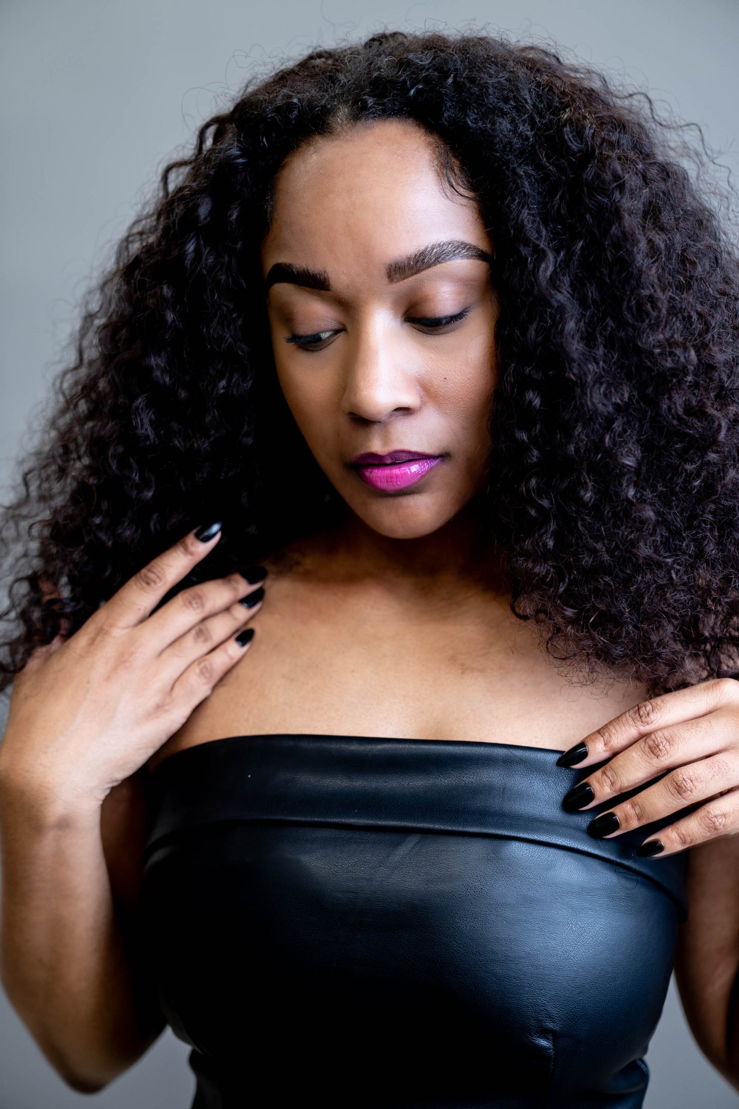Vegan Leather Fold Over Tube Crop Top