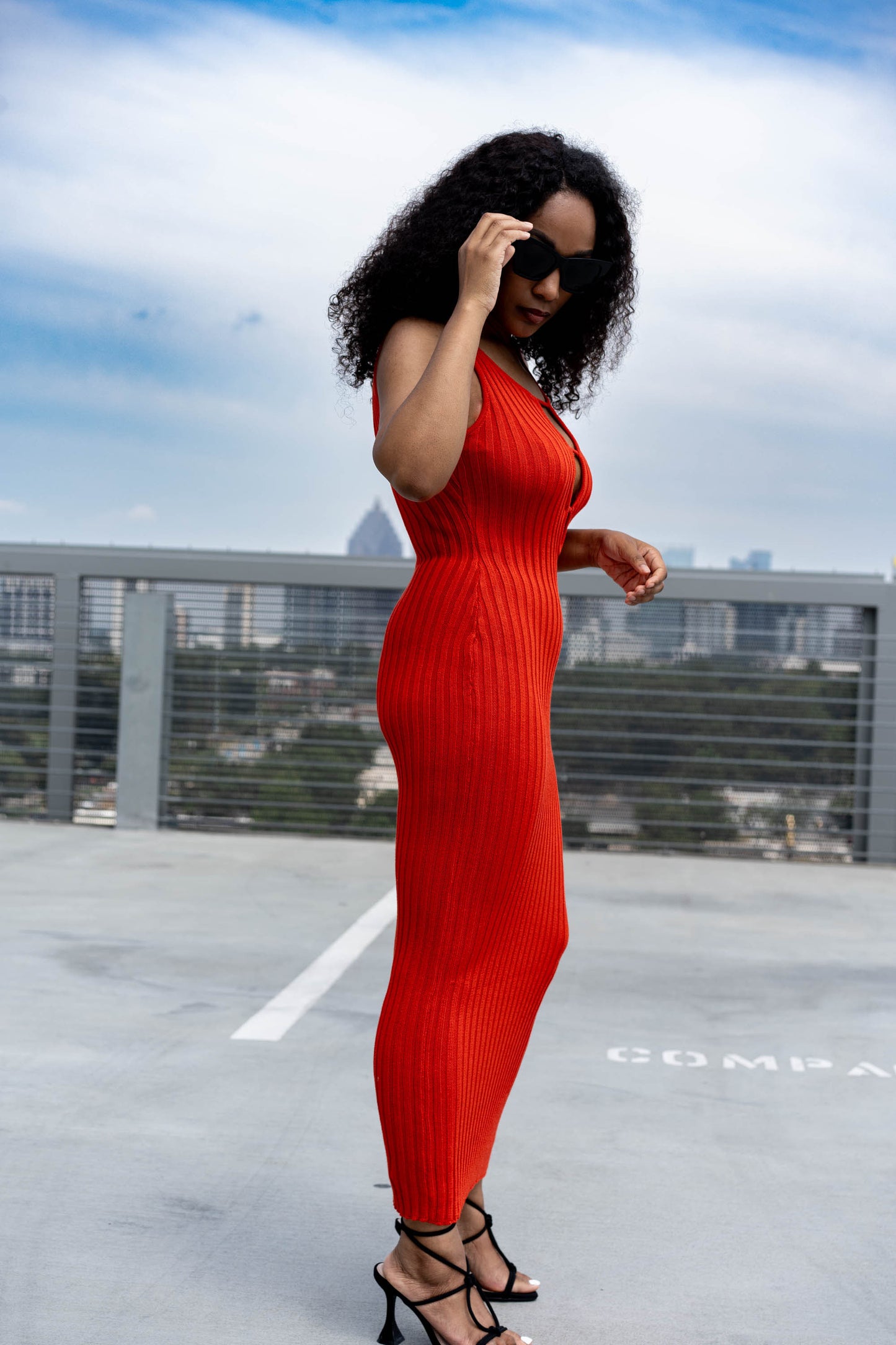 Front Cut Out Ribbed Knit Dress