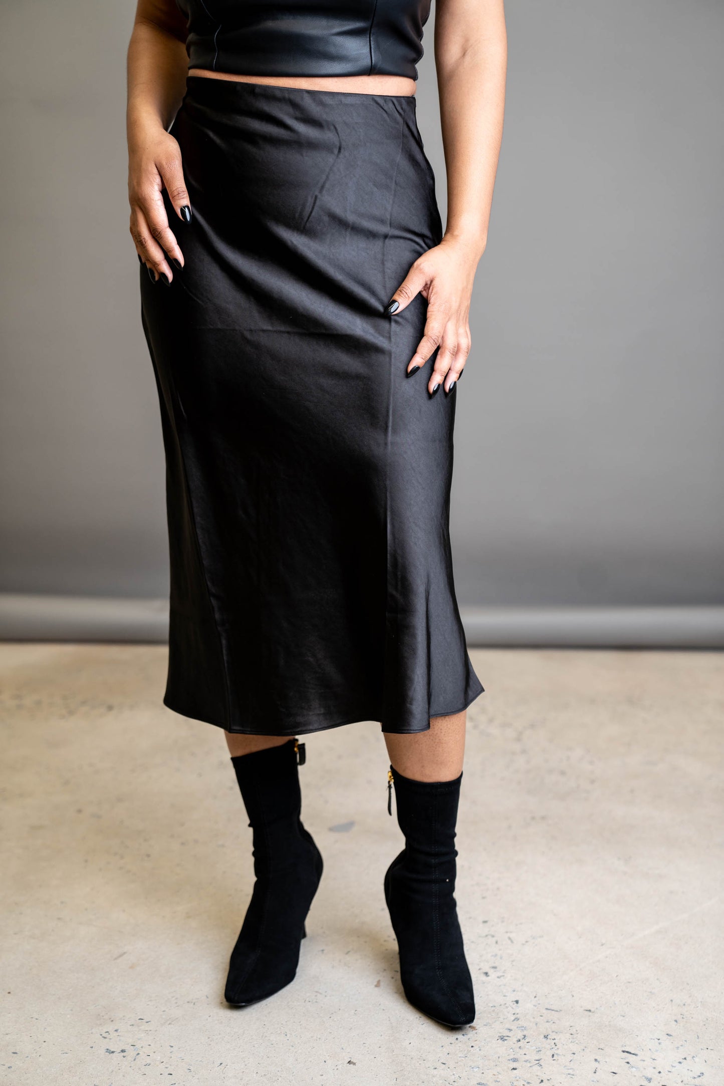 Midi Satin Slip Skirt