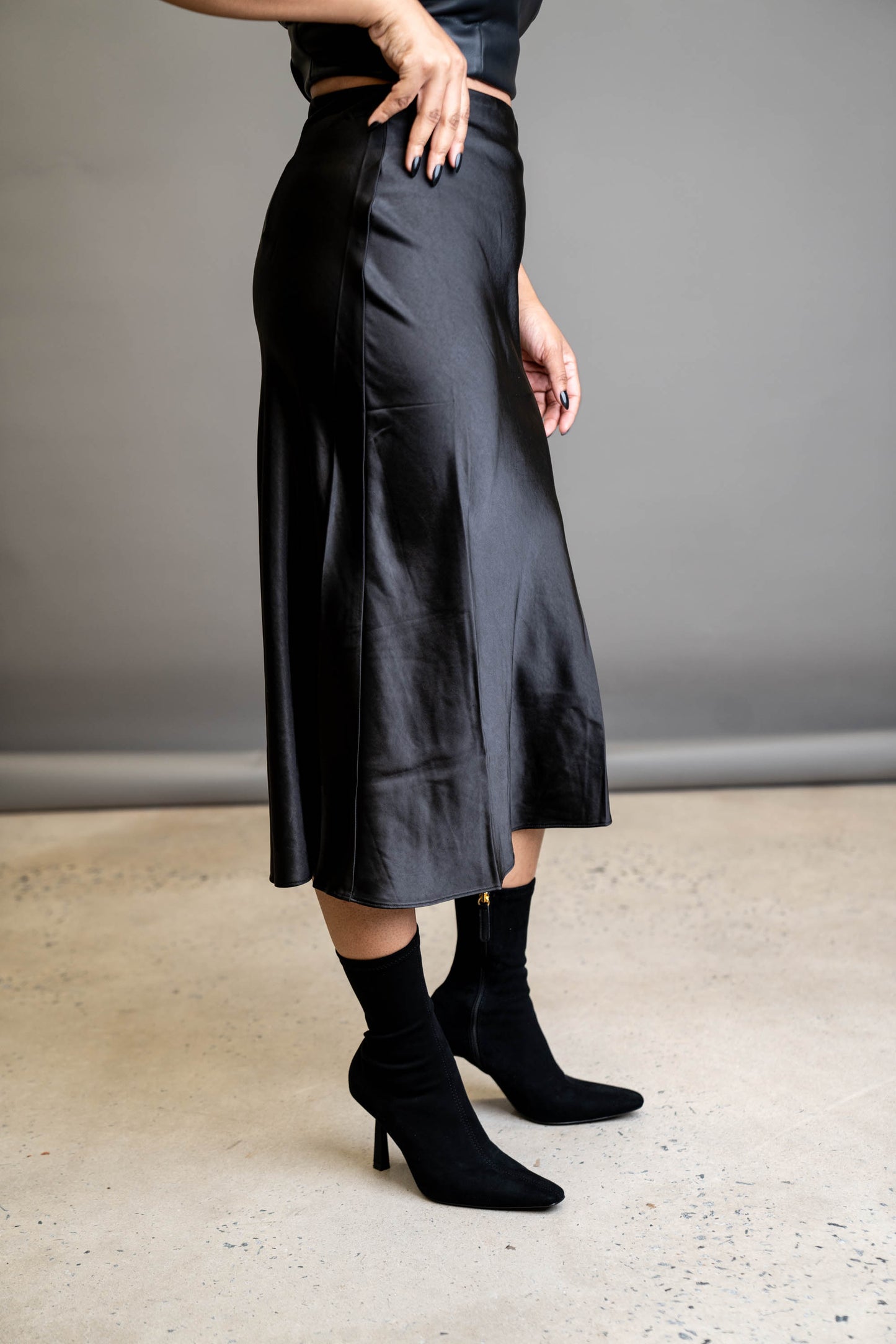 Midi Satin Slip Skirt