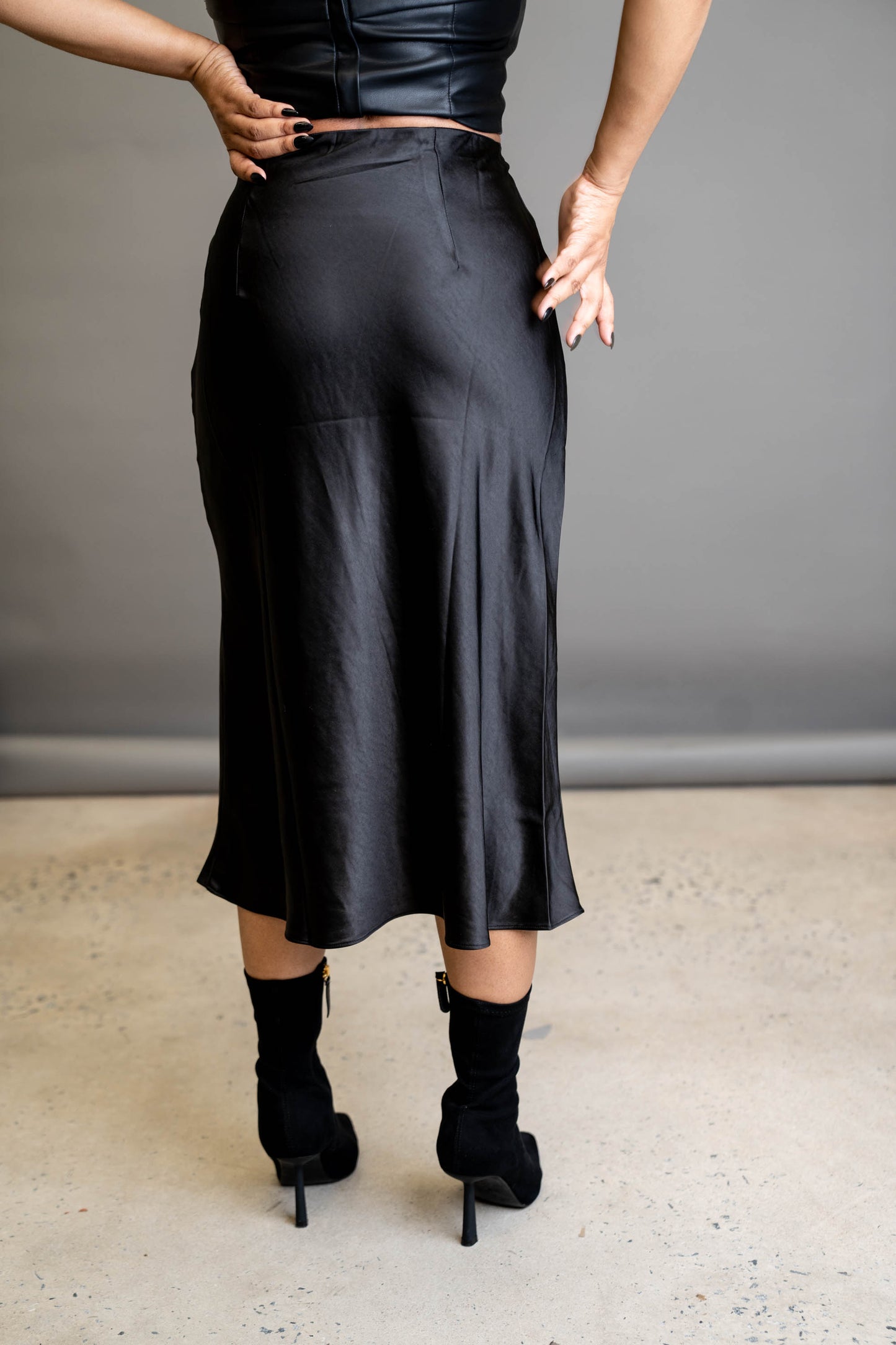 Midi Satin Slip Skirt