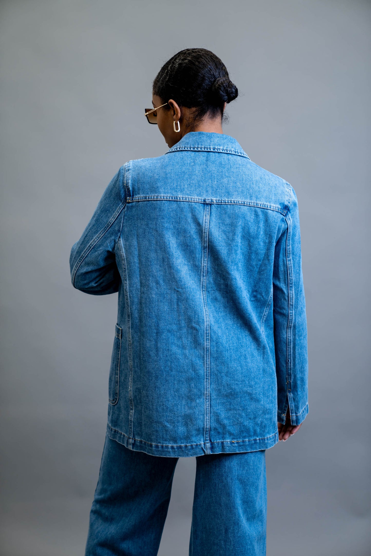 Double Breasted Denim Blazer Jacket