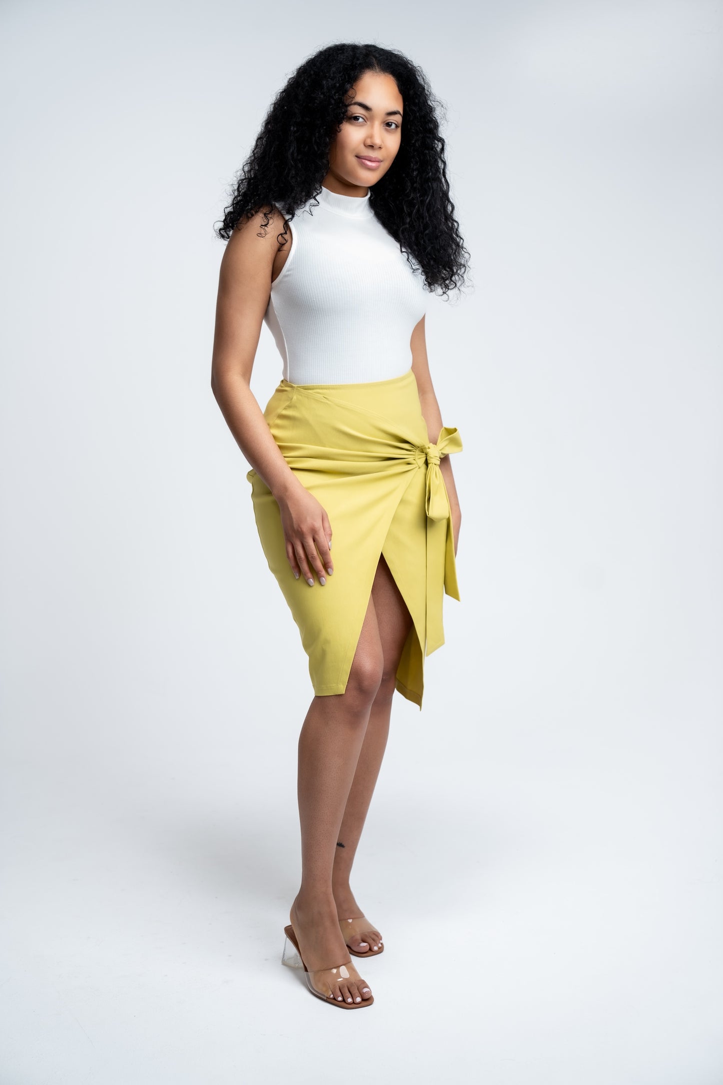 BLANKWardrobe The Label Wrap Skirt (Chartreuse)