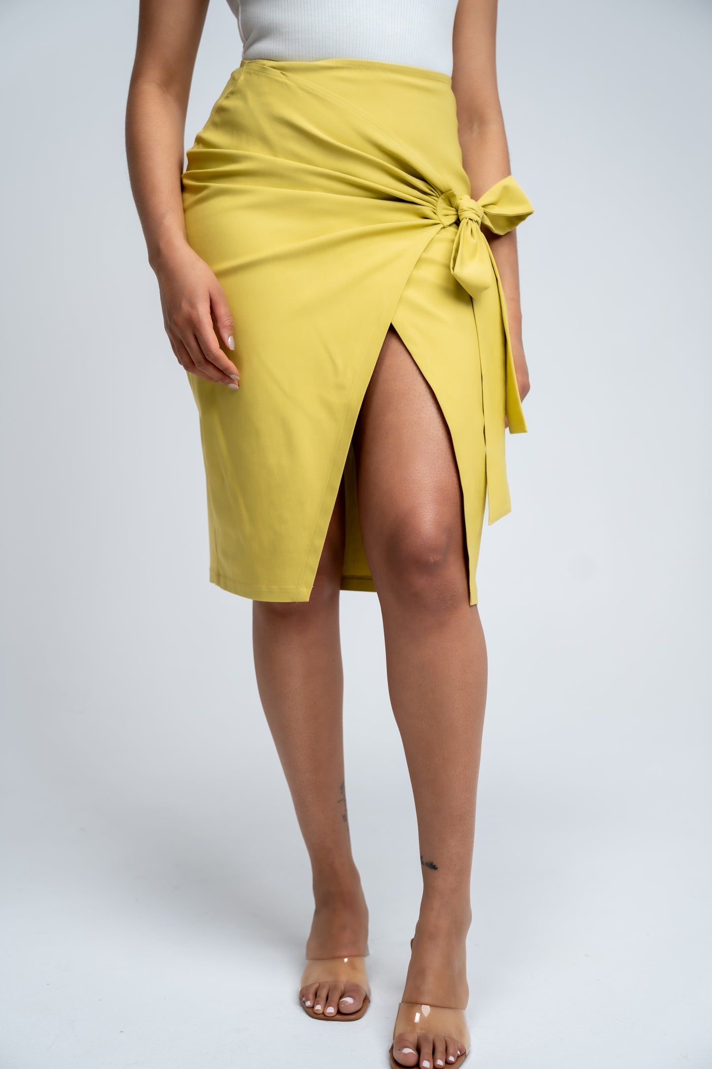 BLANKWardrobe The Label Wrap Skirt (Chartreuse)