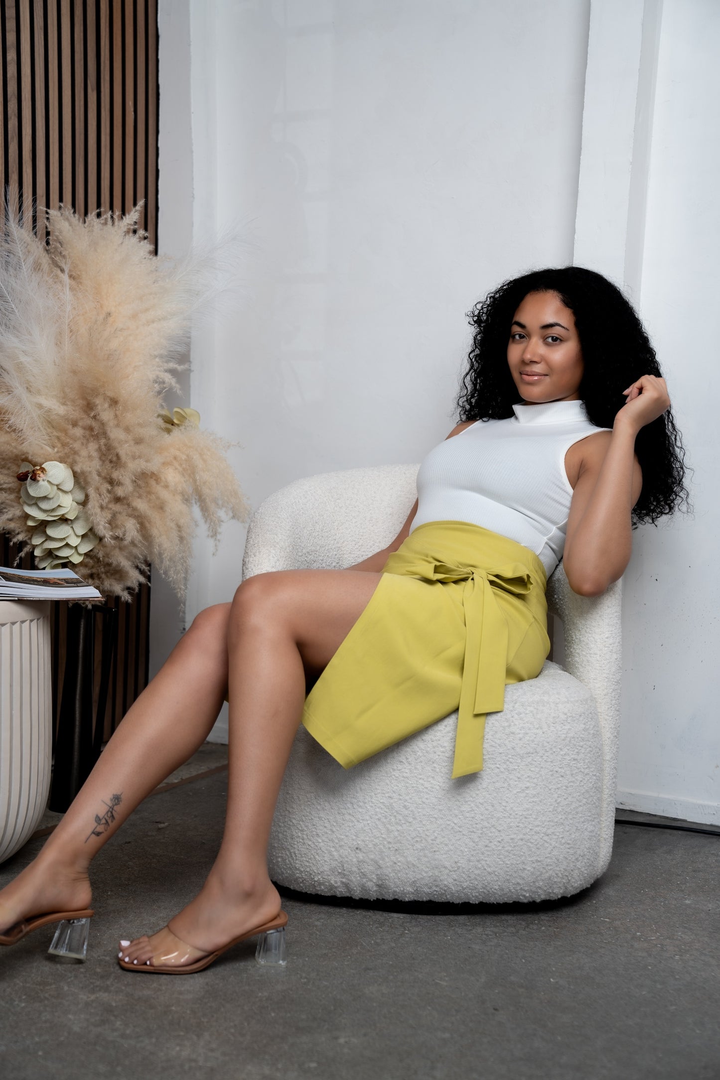 BLANKWardrobe The Label Wrap Skirt (Chartreuse)