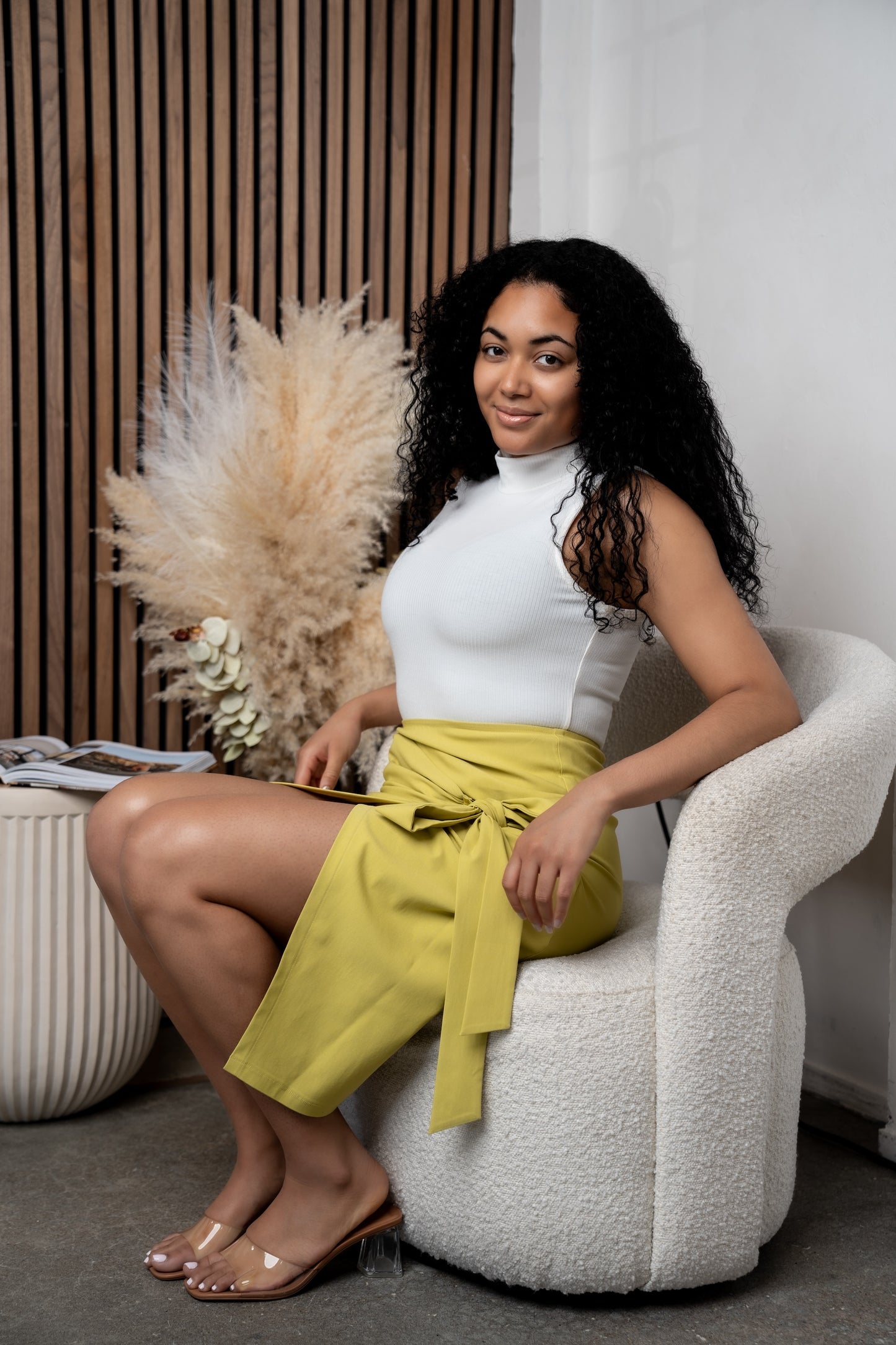 BLANKWardrobe The Label Wrap Skirt (Chartreuse)