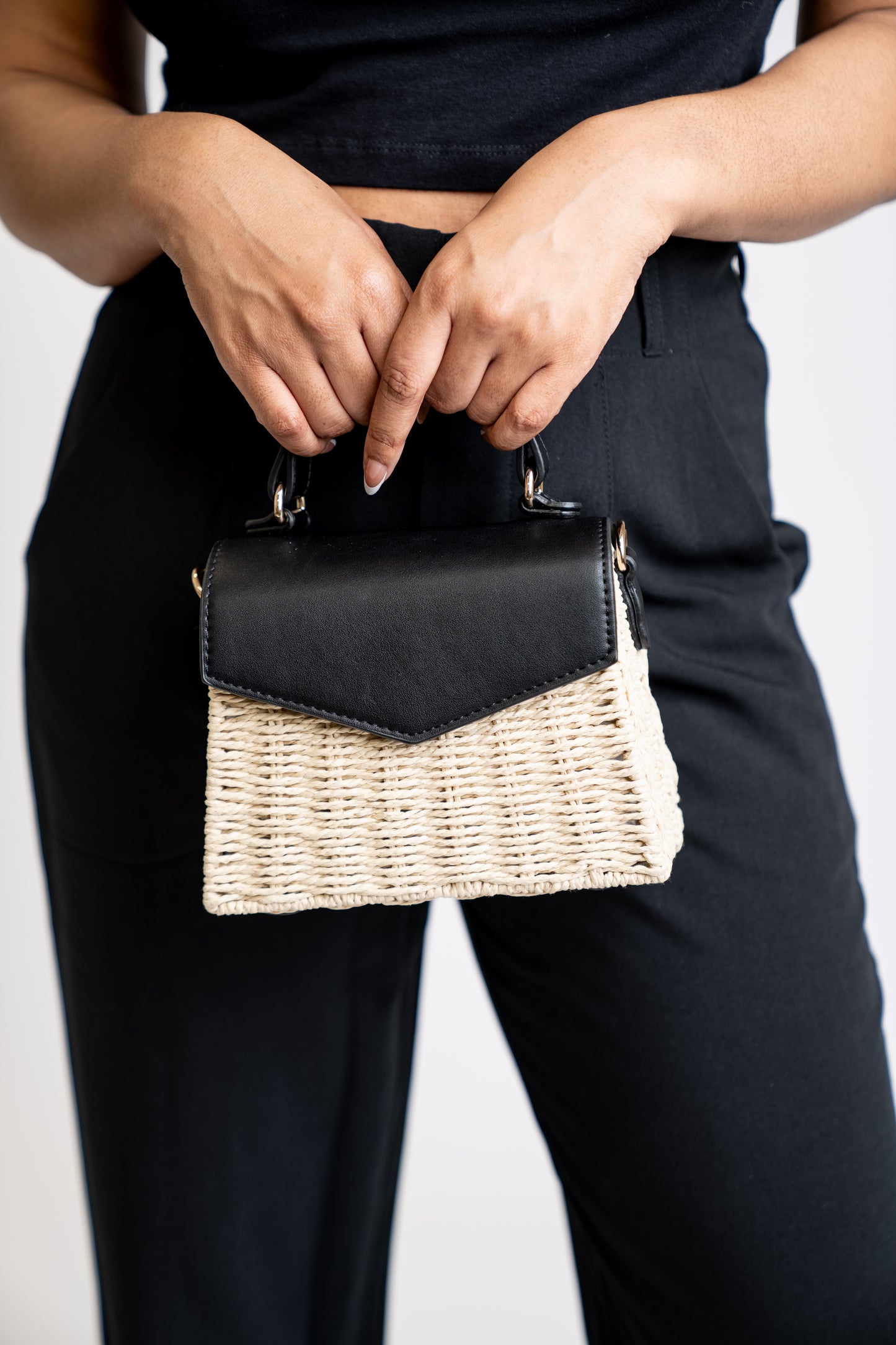 Straw Top Handle Crossbody Bag