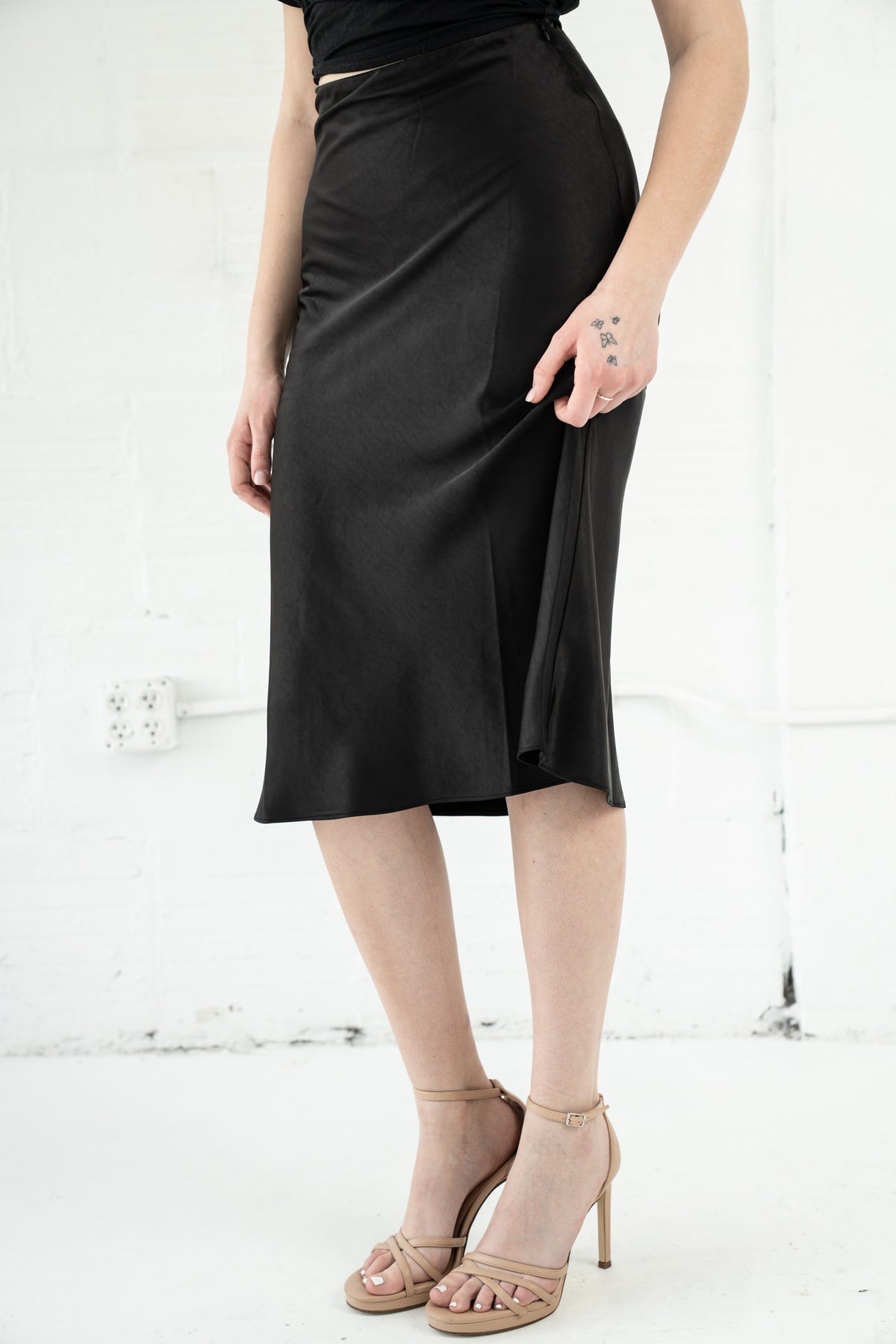 Midi Satin Slip Skirt