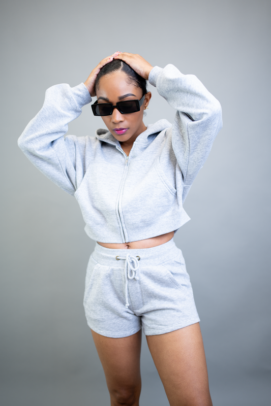 Cropped Zip Up Hoodie