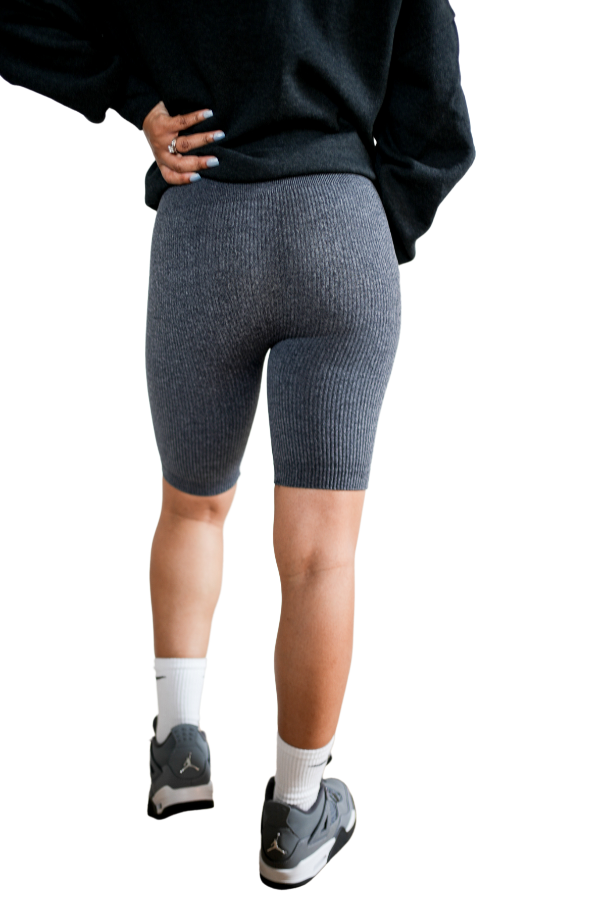 Ribbed Biker Short (Charcoal)