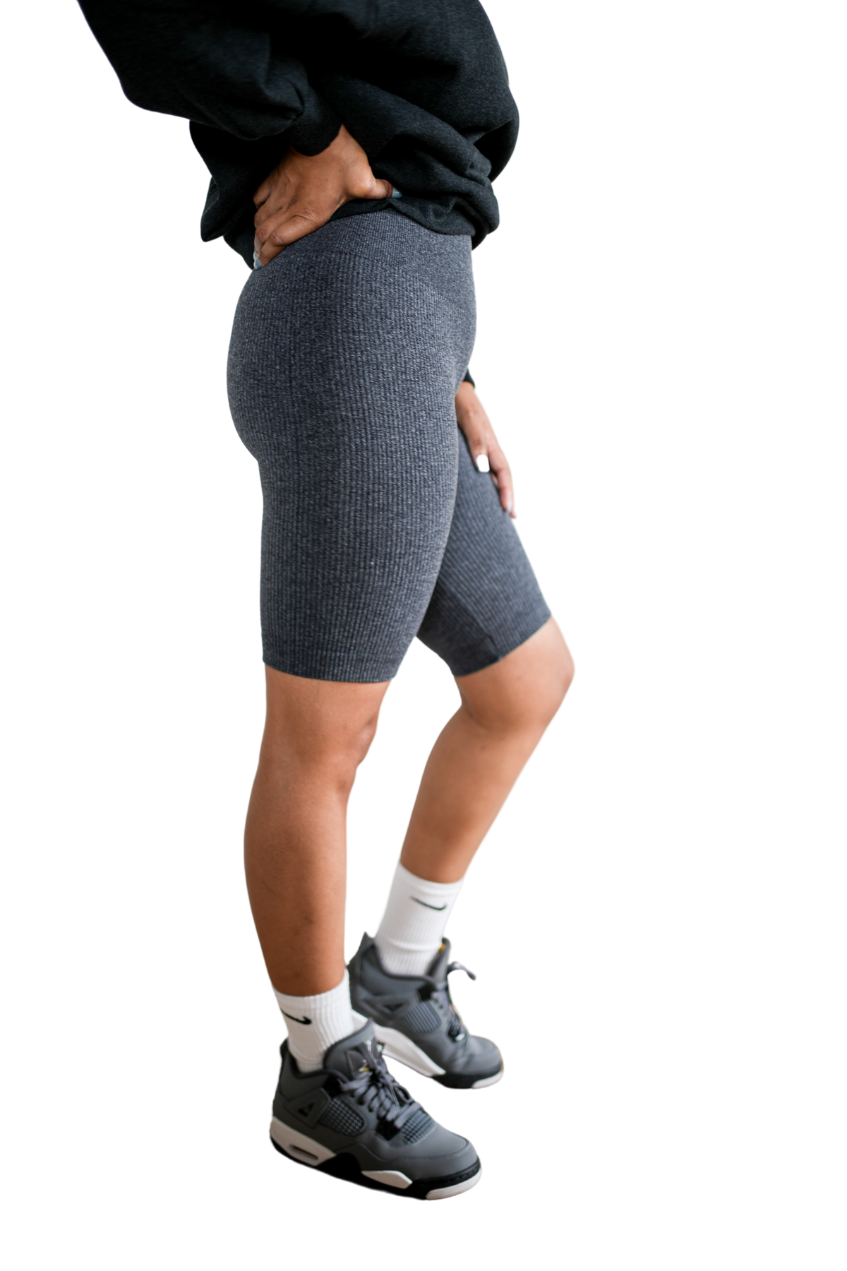 Ribbed Biker Short (Charcoal)
