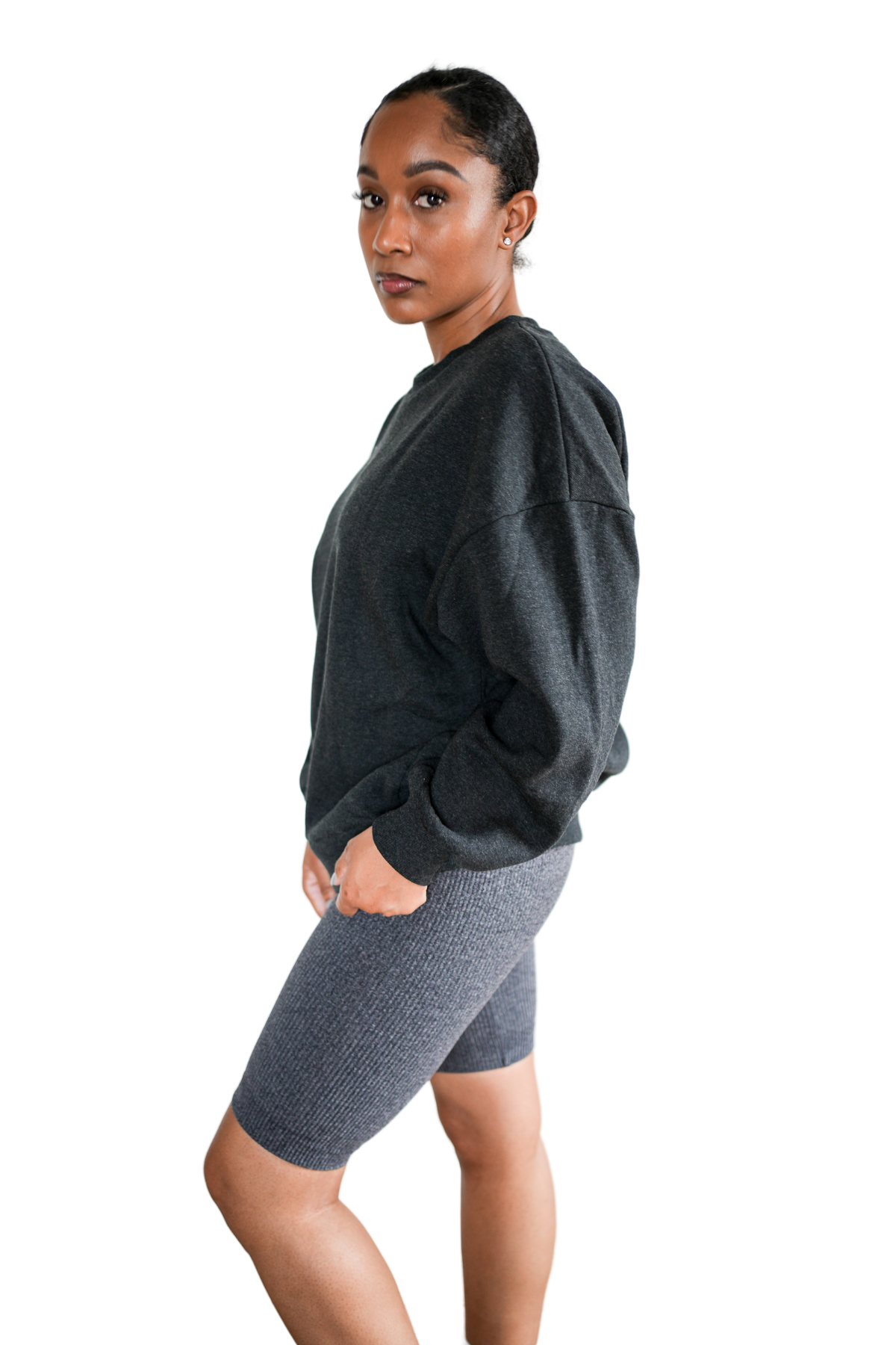 Drop Shoulder Oversized Sweatshirt (Charcoal)