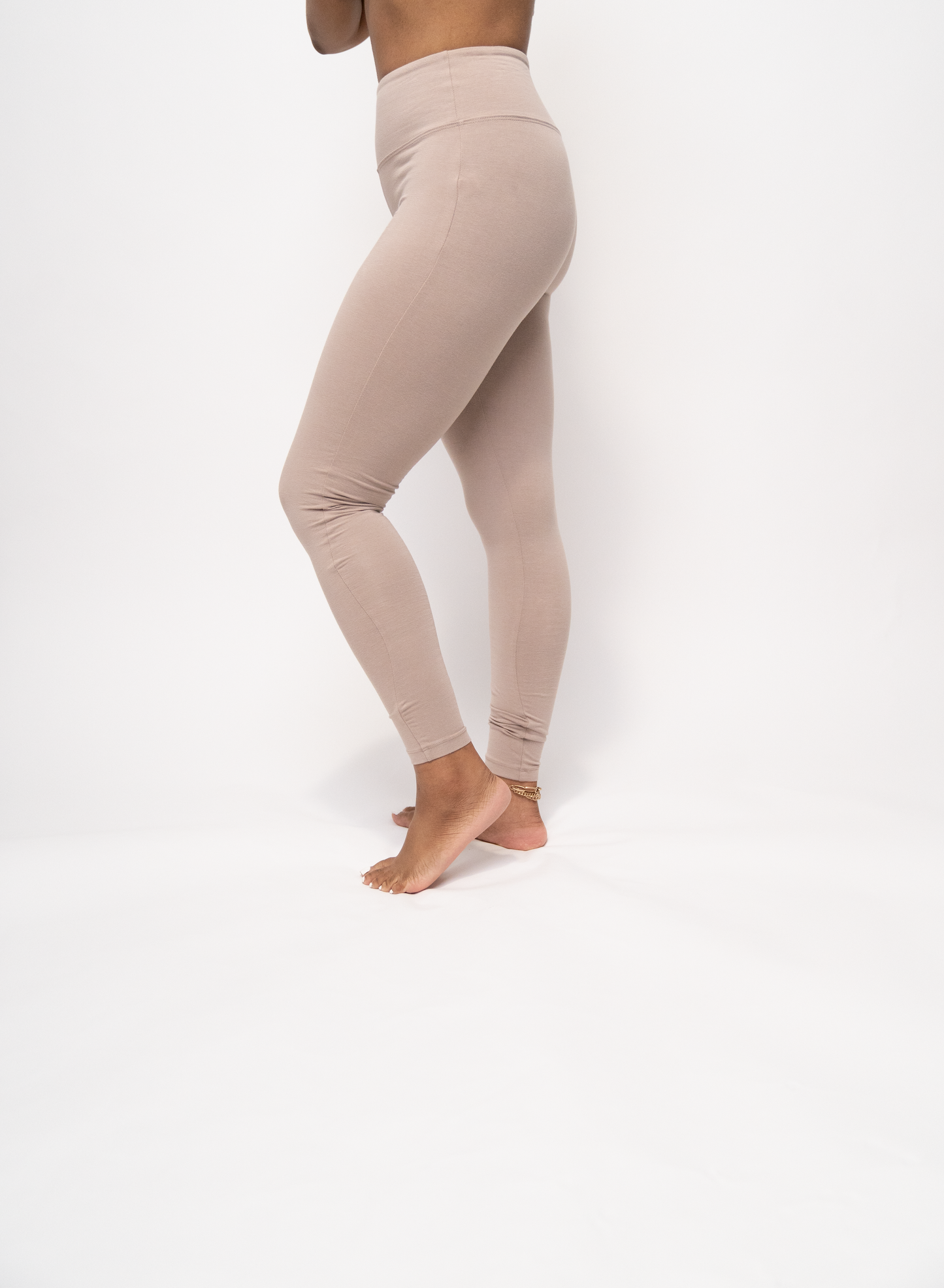 Wide Waistband Leggings (taupe/camel)