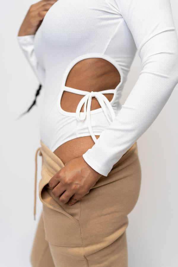 Side Tie Cut Out Bodysuit