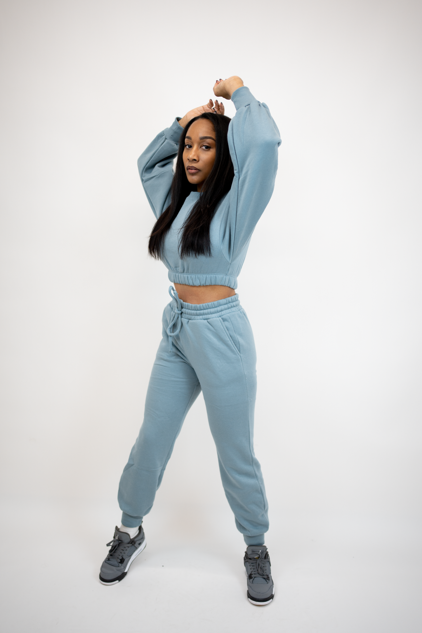 front of cropped jogger set