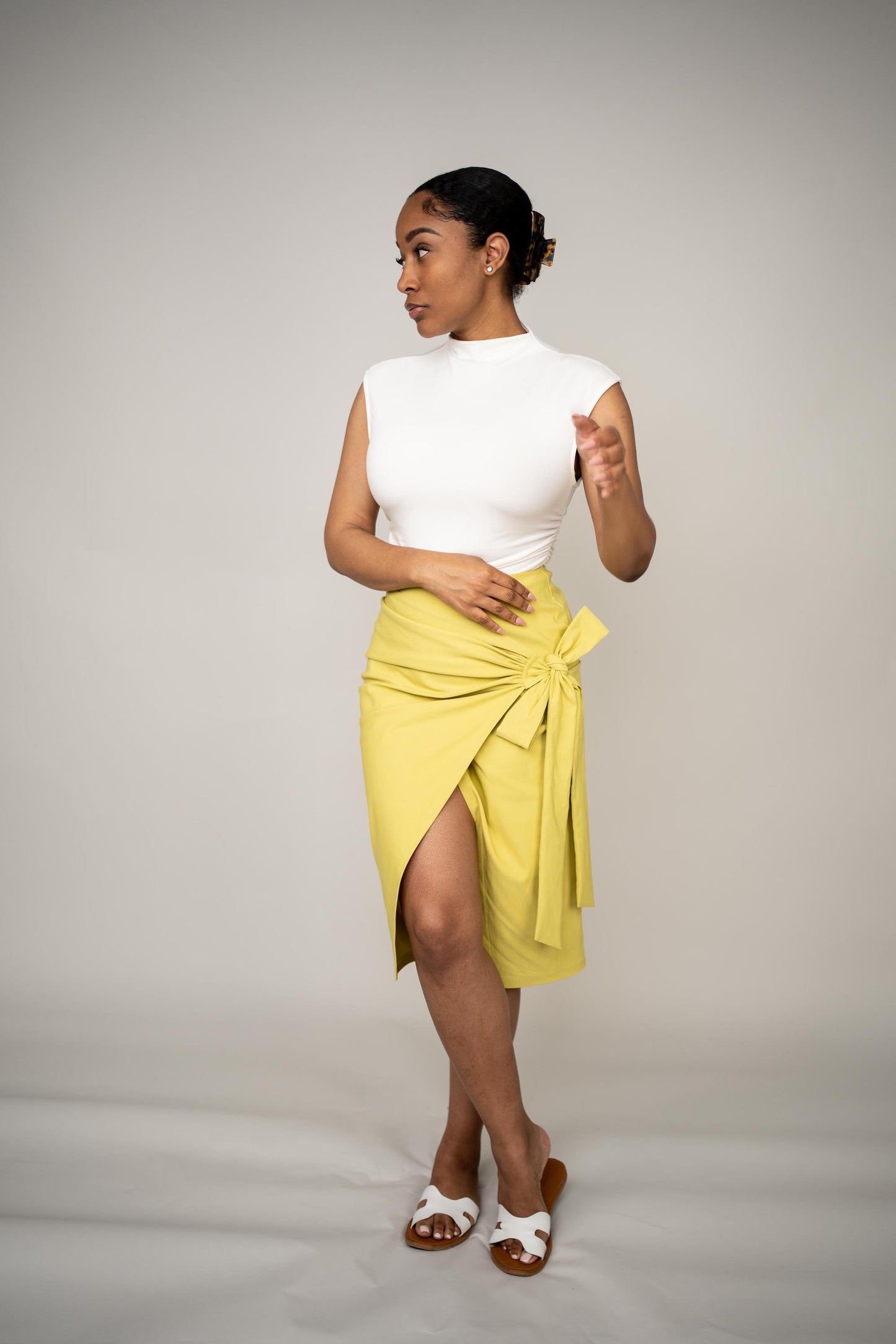 BLANKWardrobe The Label Wrap Skirt (Chartreuse)