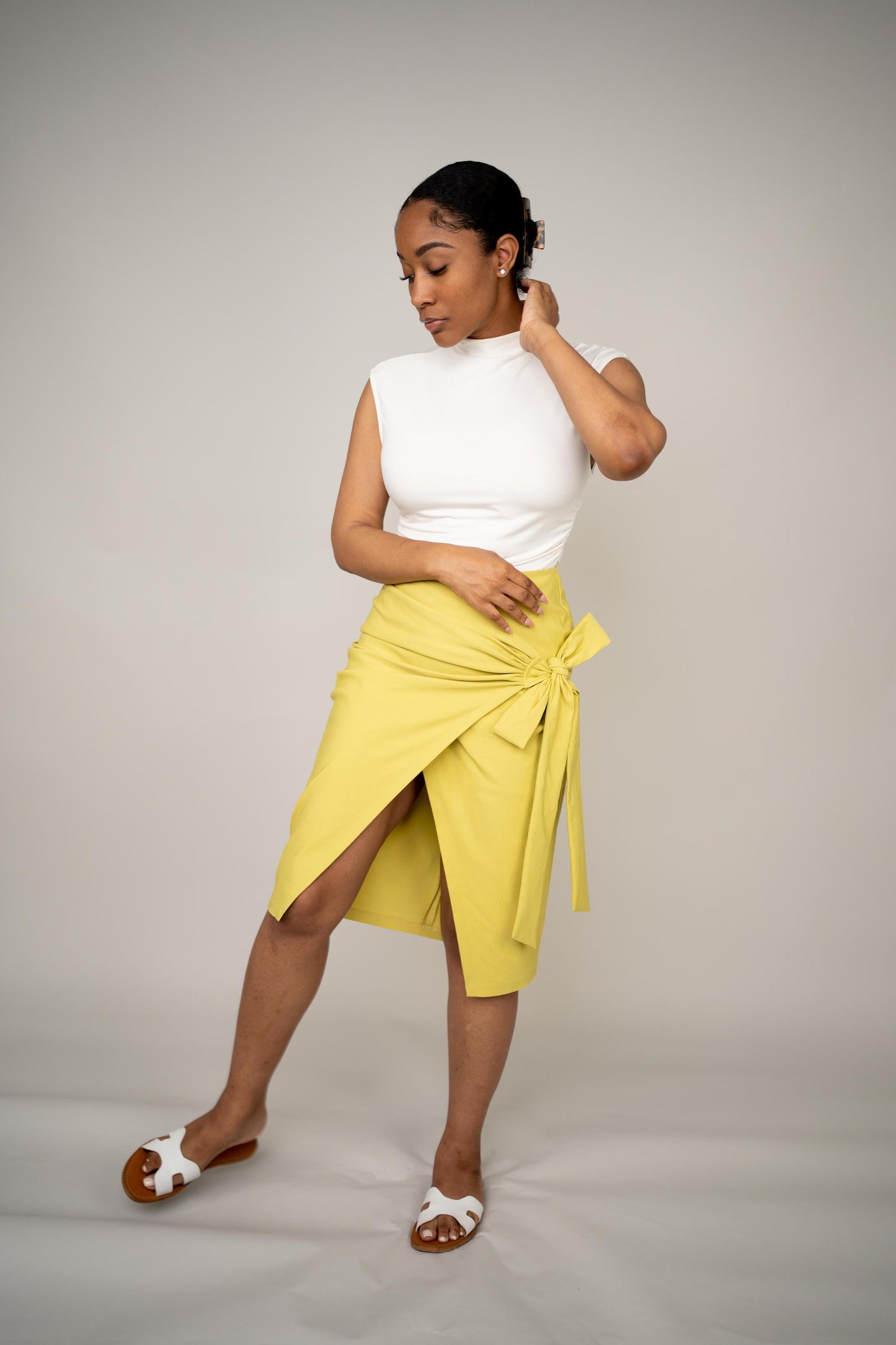 BLANKWardrobe The Label Wrap Skirt (Chartreuse)