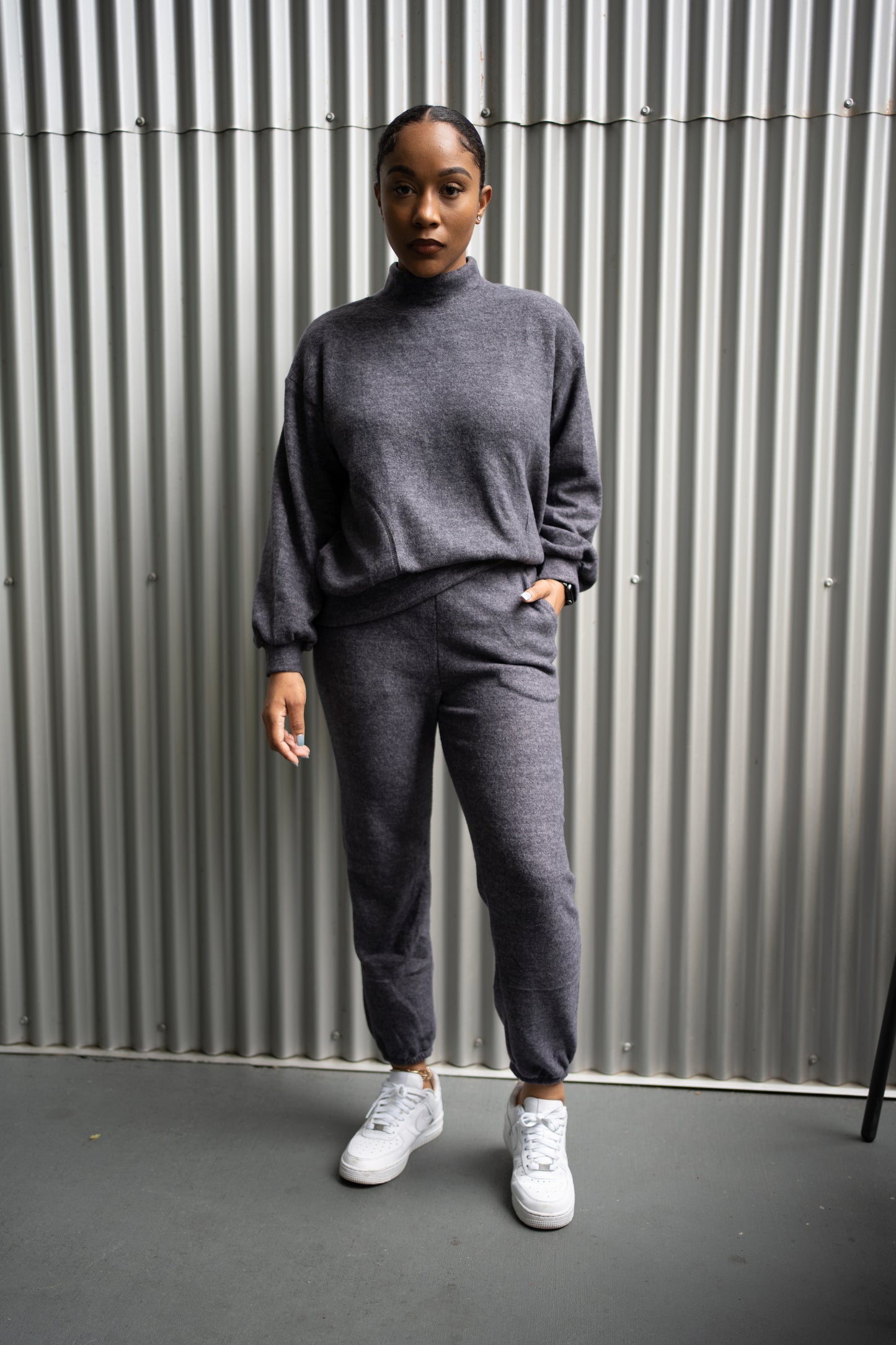Mock Neck Knit Jogger Set