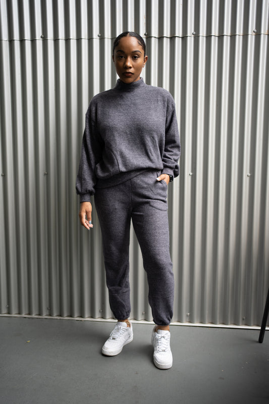 Mock Neck Knit Jogger Set