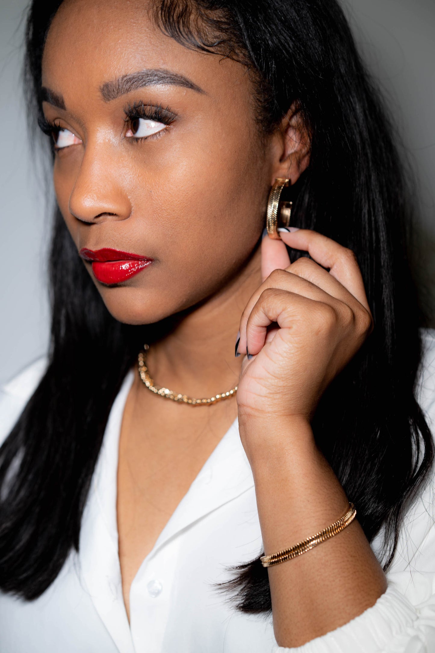 Herringbone Chain Hoop Earrings