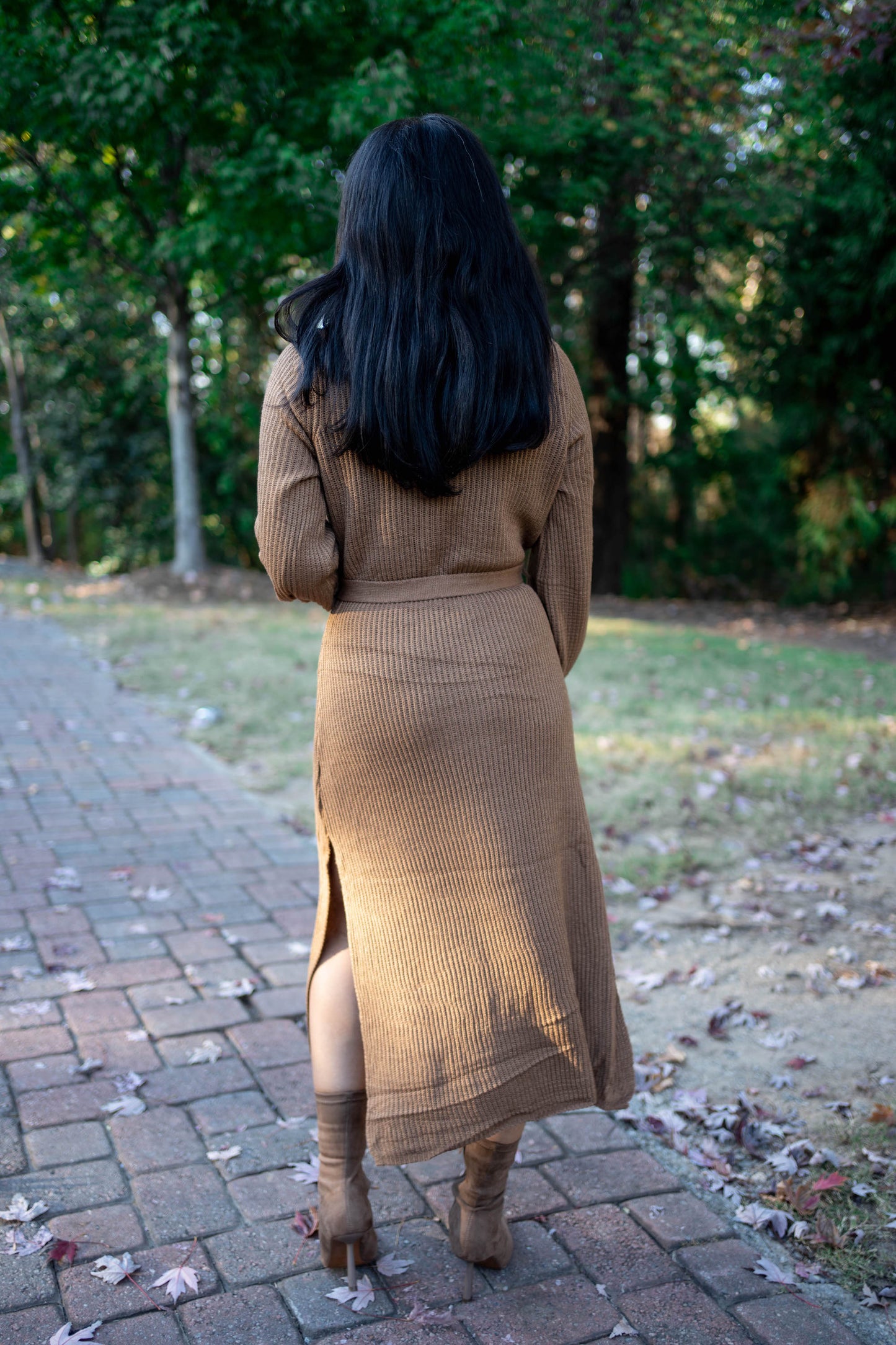 Tie Waist Turtleneck Sweater Dress