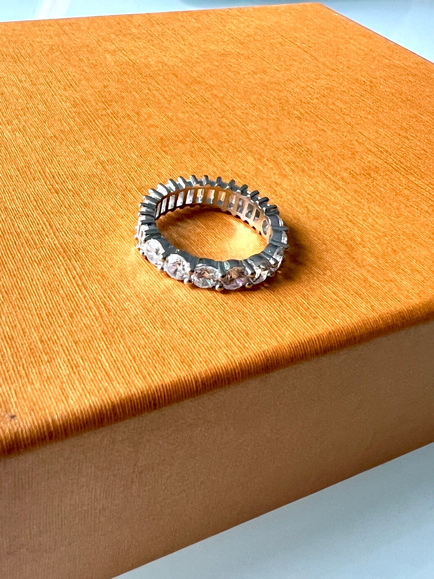 Sterling Silver Stone Pavé Ring