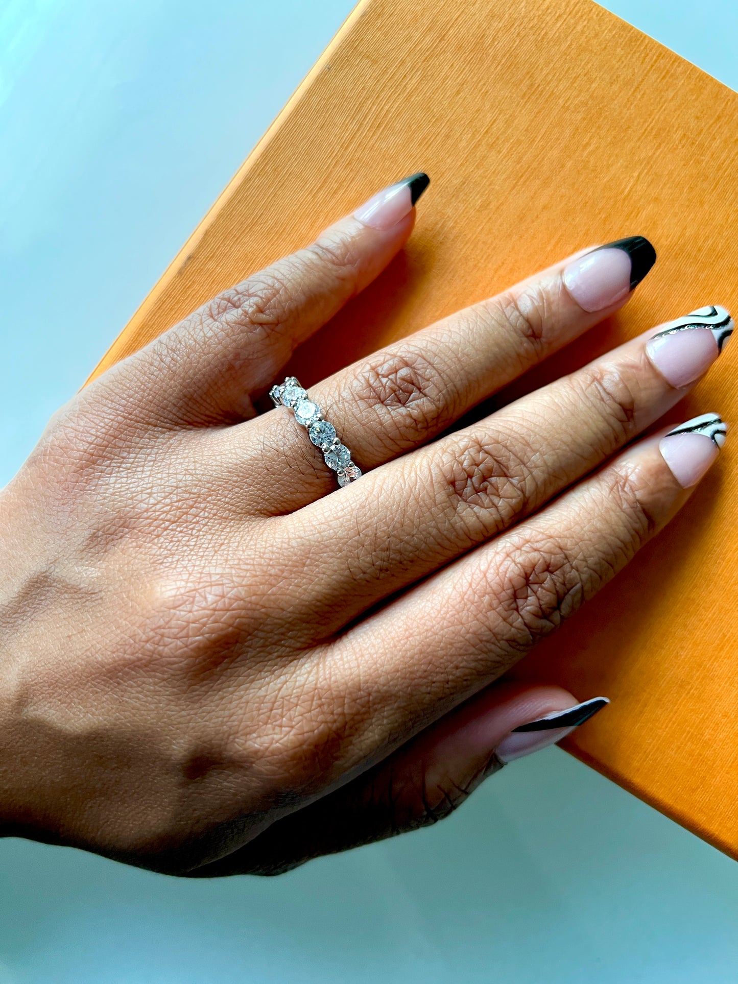 Sterling Silver Stone Pavé Ring