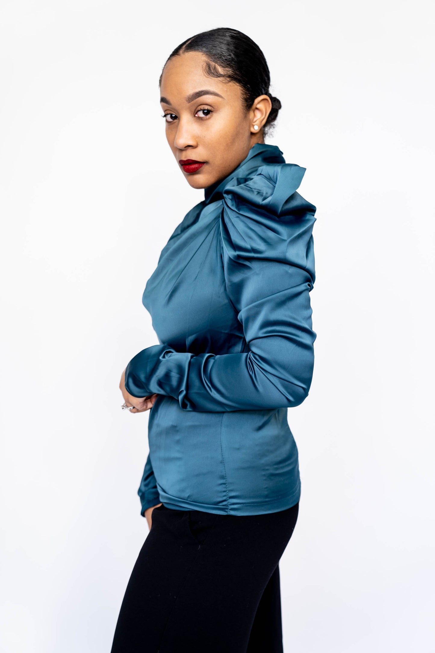 Satin Mock Neck Top