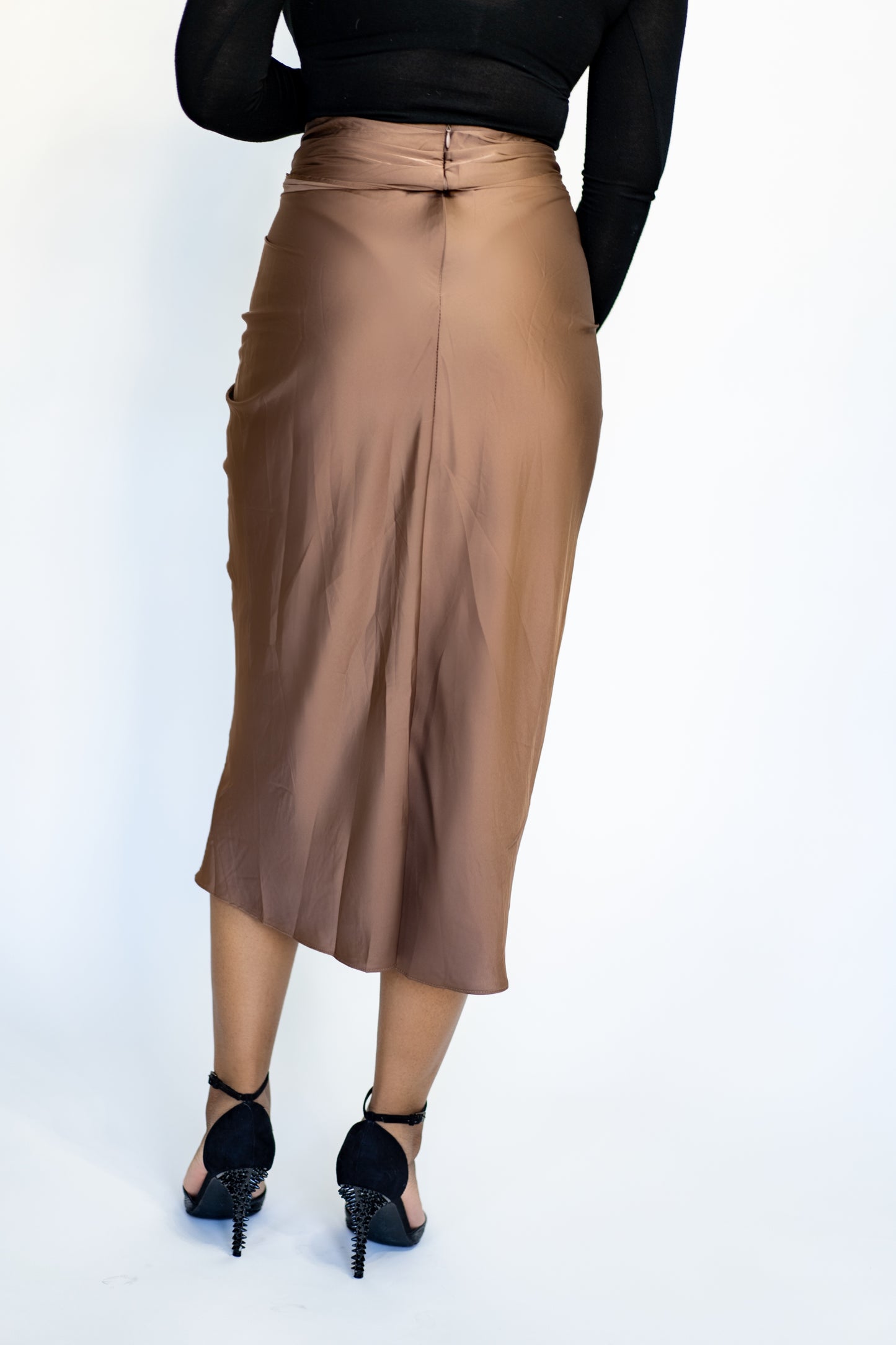 Tie Waist Satin Skirt