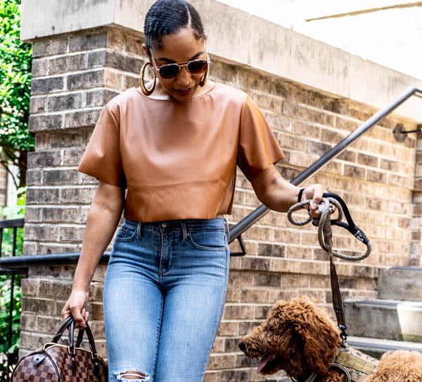 Oversized Vegan Leather Crop Top (camel/ash mocha/light olive)