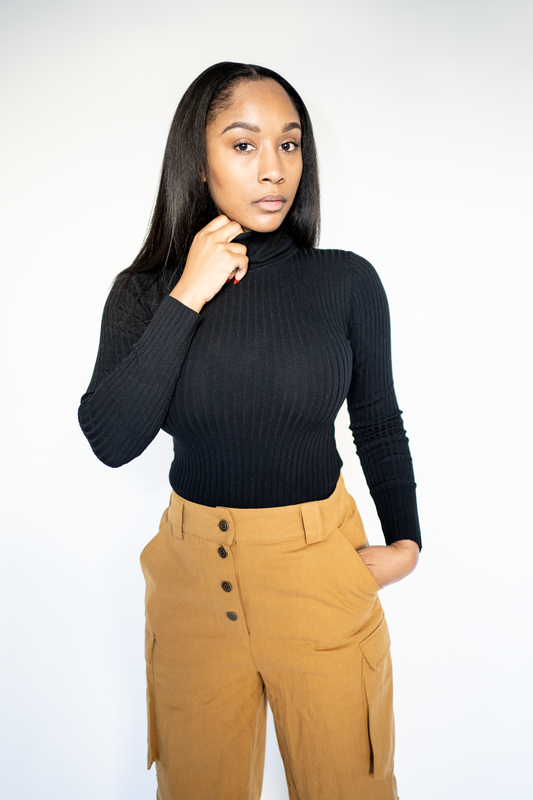 Ribbed Mock Neck Knit Bodysuit