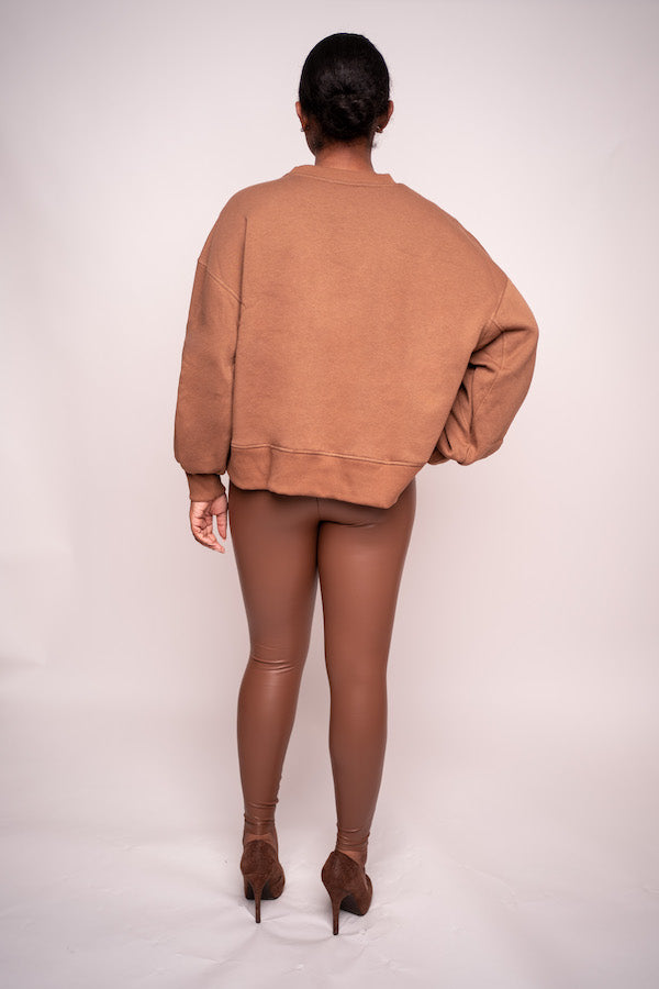 Balloon Sleeve Sweatshirt (Black and Camel)