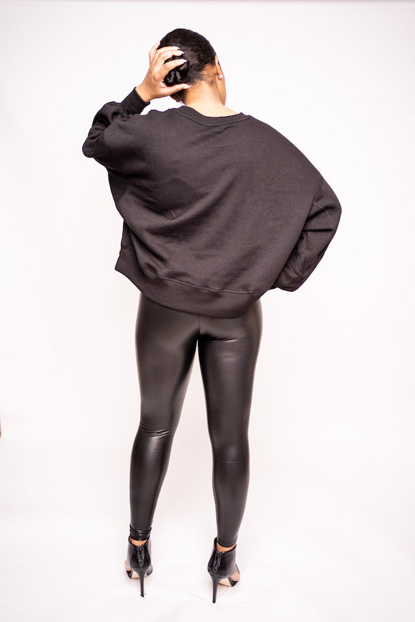 Balloon Sleeve Sweatshirt (Black and Camel)