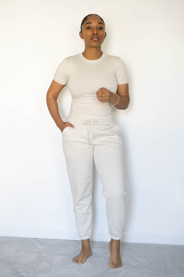 T-shirt and Jogging Pant Two-Piece Set (Bone)