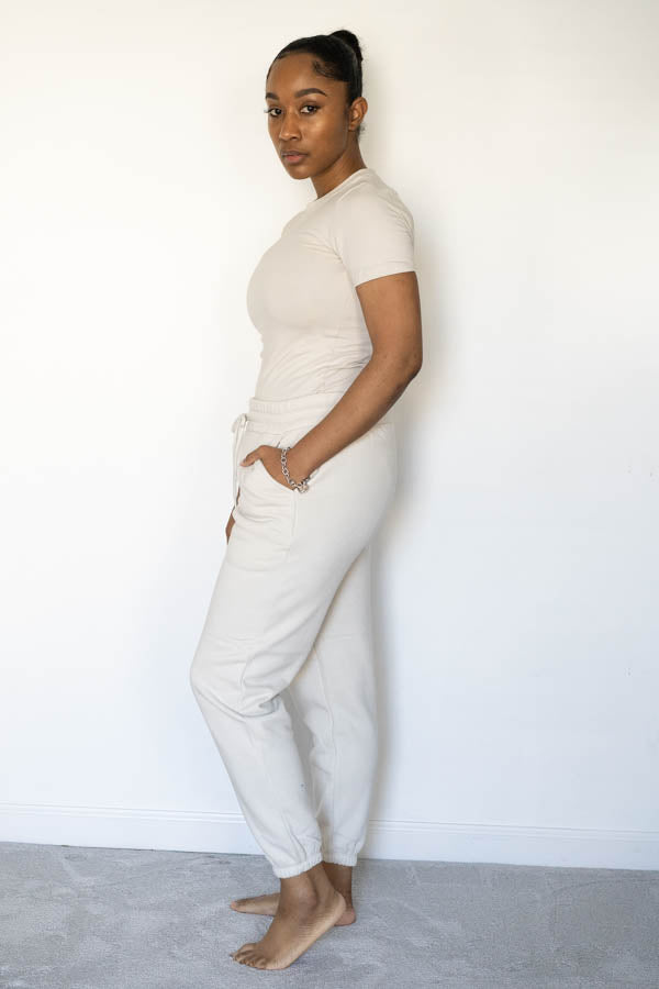 T-shirt and Jogging Pant Two-Piece Set (Bone)