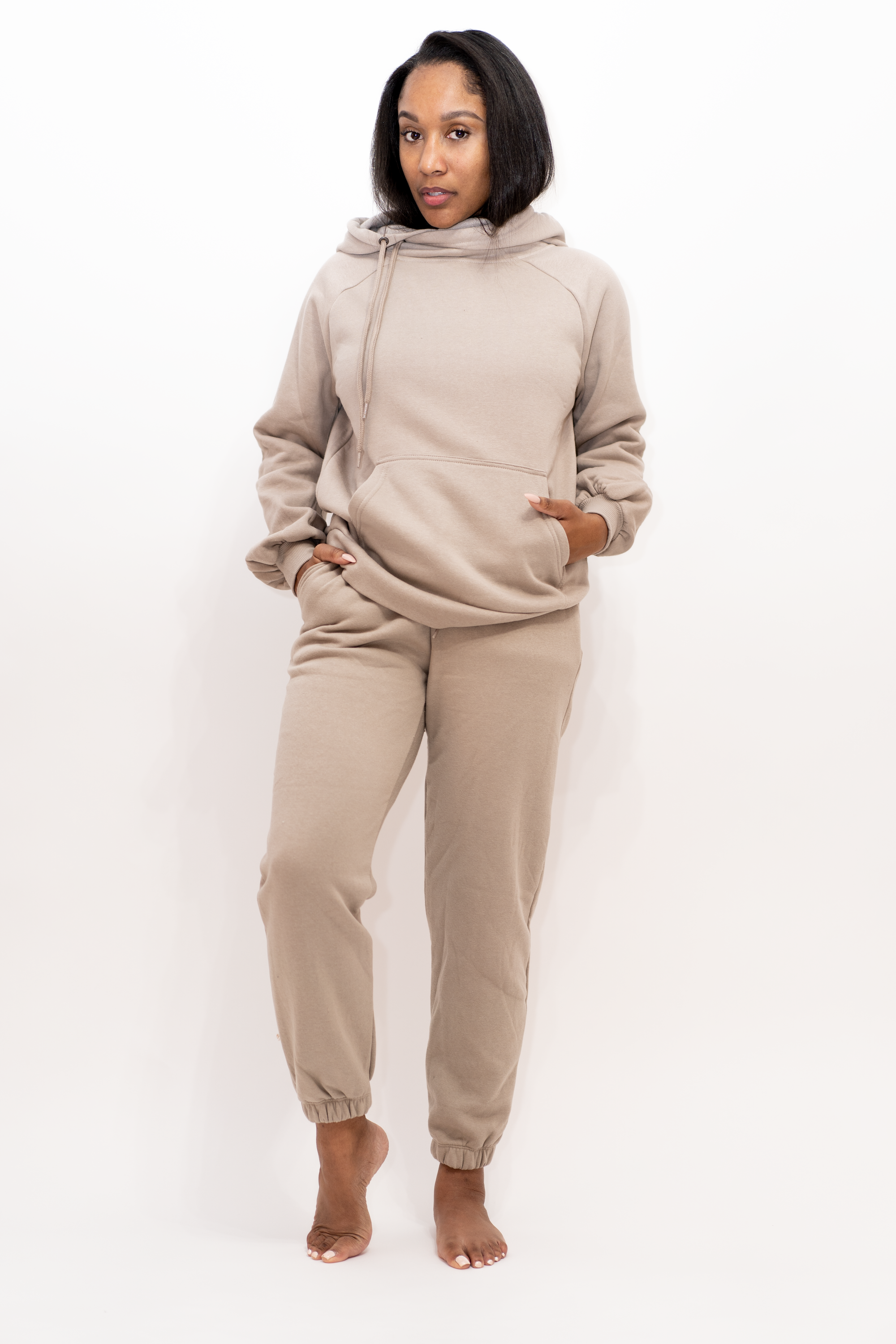 Beige hoodie cheap and jogger set