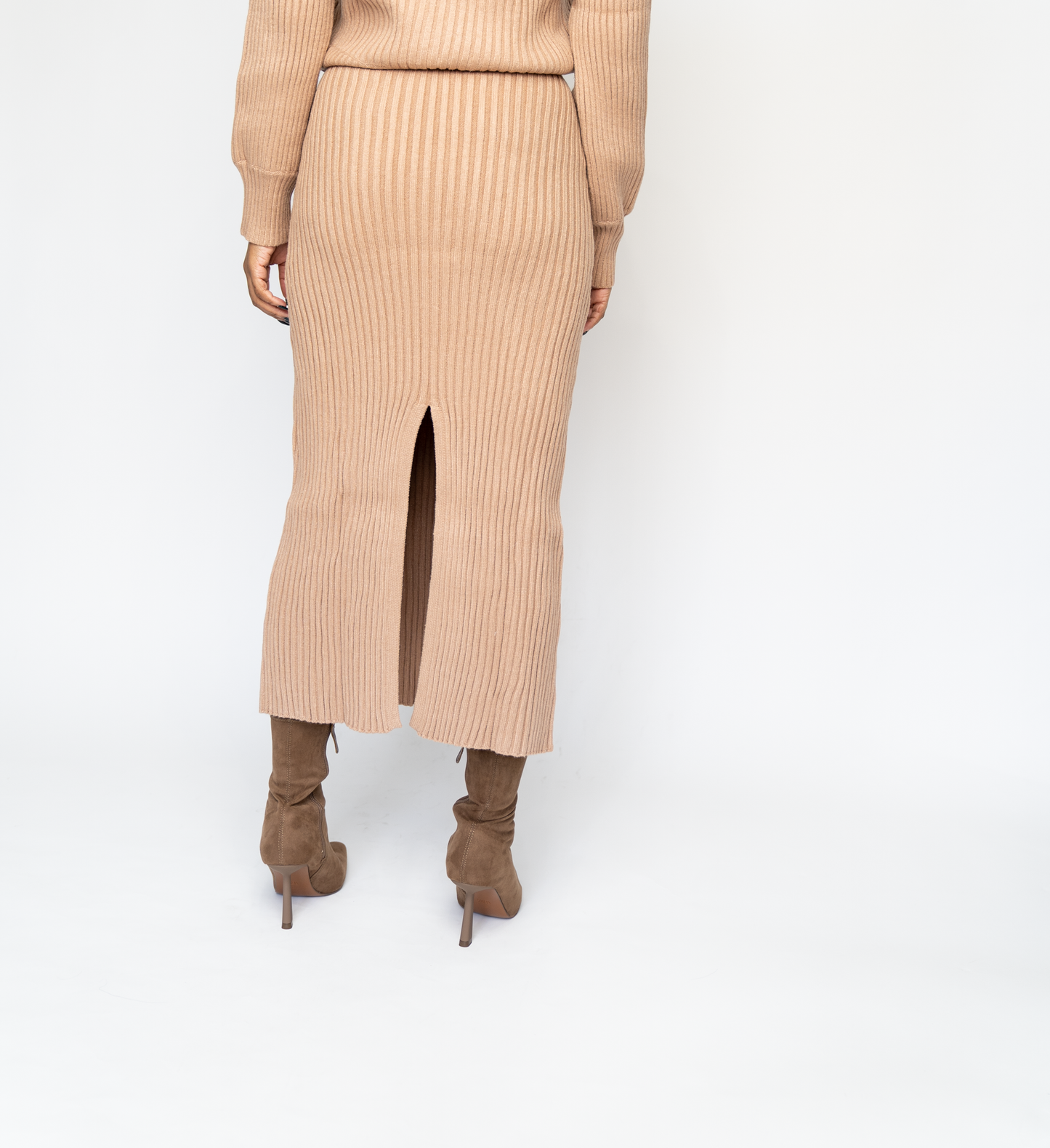 Ribbed Knit Skirt and Cardigan Set