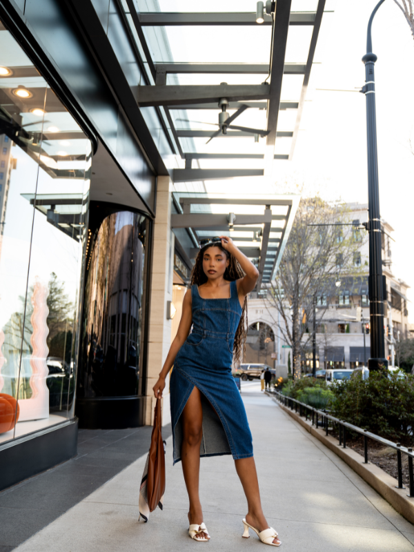 iconic denim dress Lace Up Mini Denim Dress