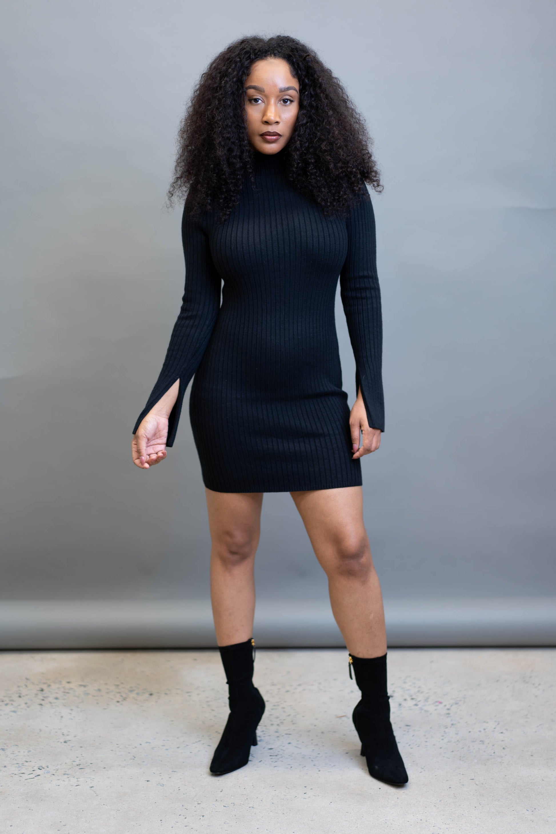 Mini Mock Neck Dress L / Black Mini Mock Neck Dress L / Black