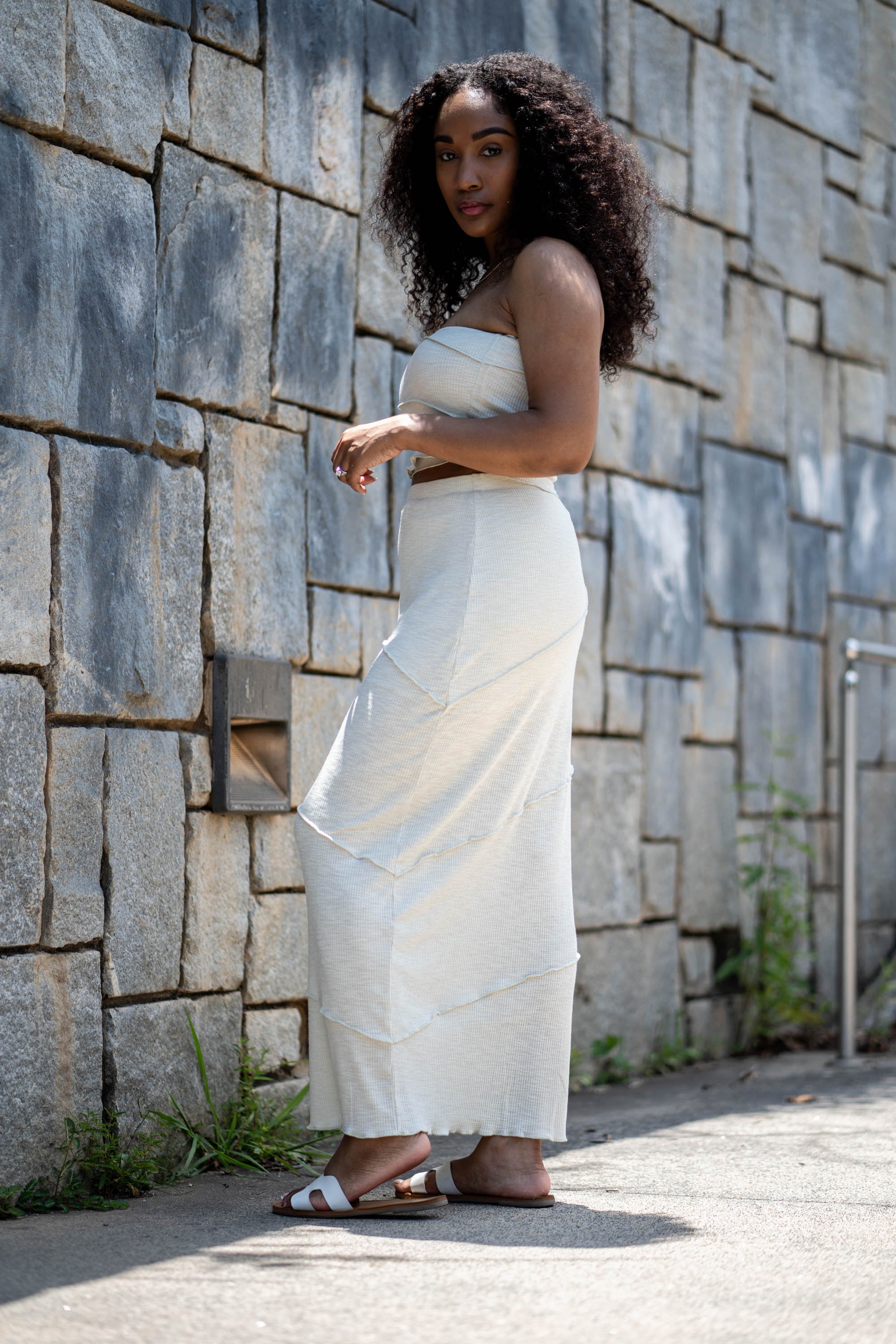 White maxi skirt set Clearance