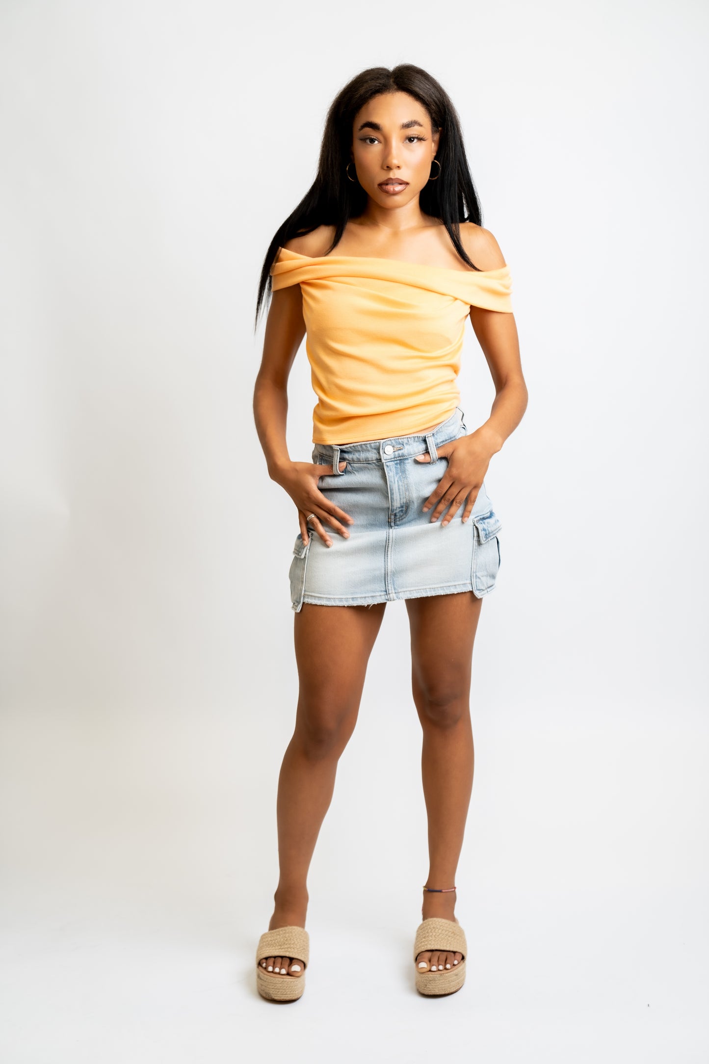 Denim Cargo Mini Skirt