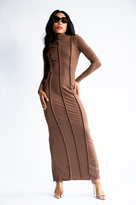 Long Sleeve Back Slit Maxi Dress