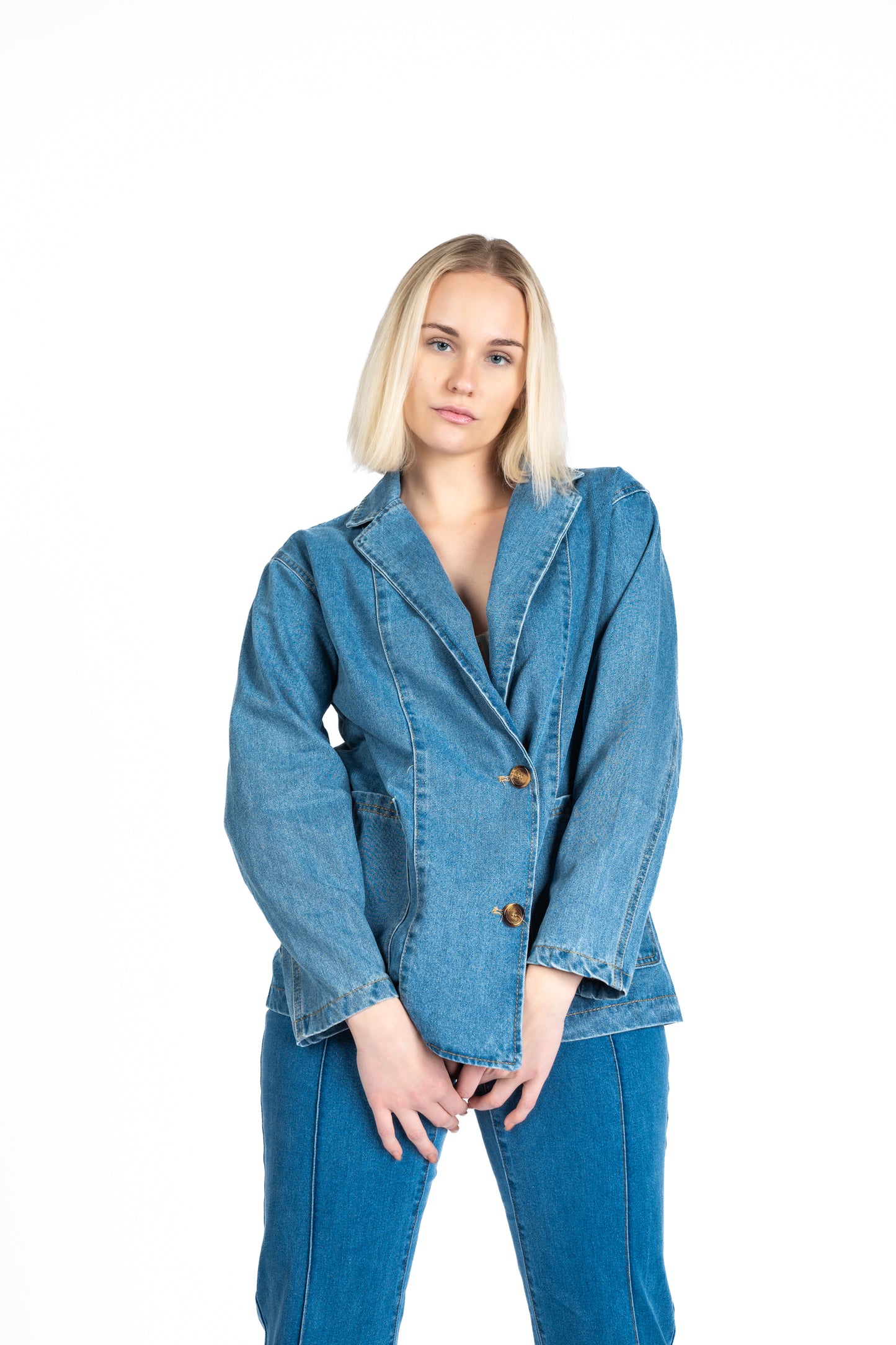 The Power Play Denim Blazer