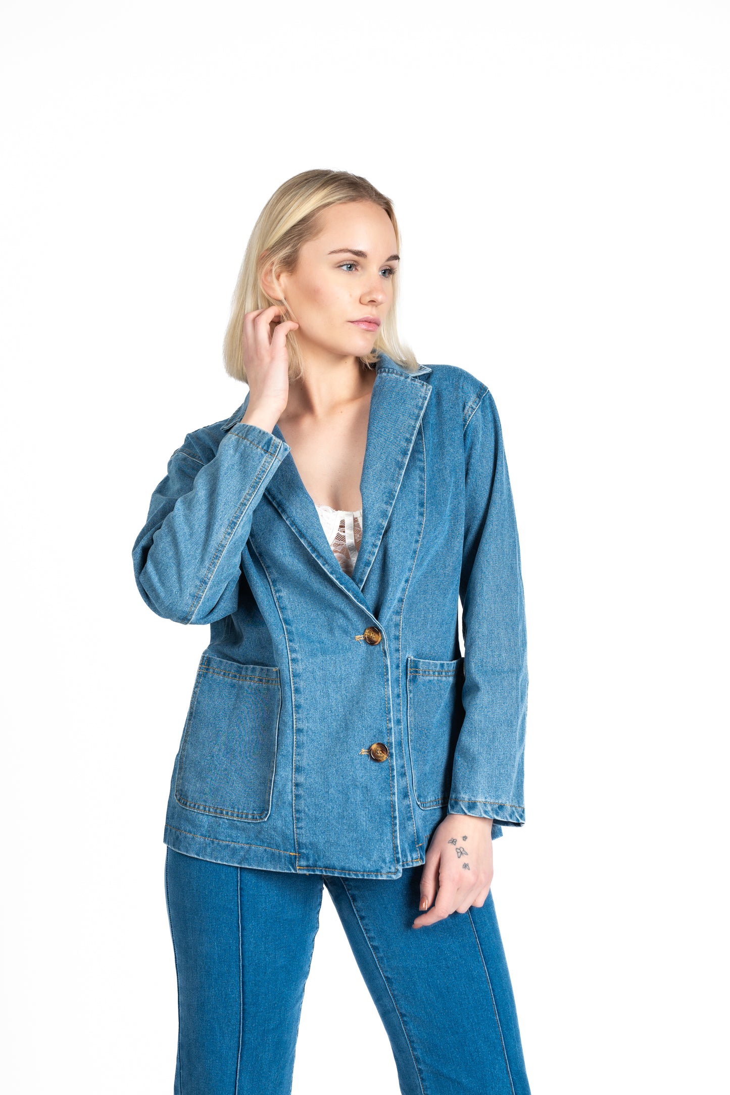 The Power Play Denim Blazer