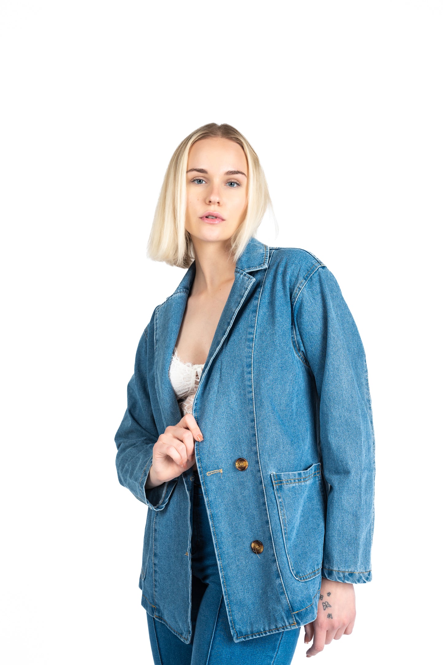 The Power Play Denim Blazer