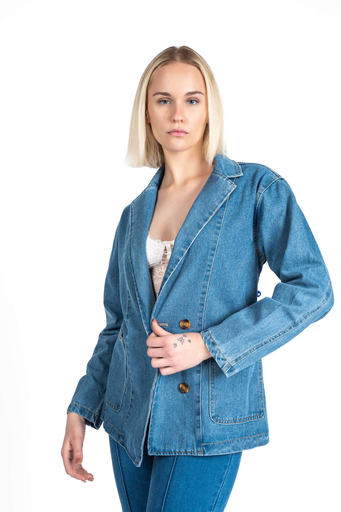 The Power Play Denim Blazer