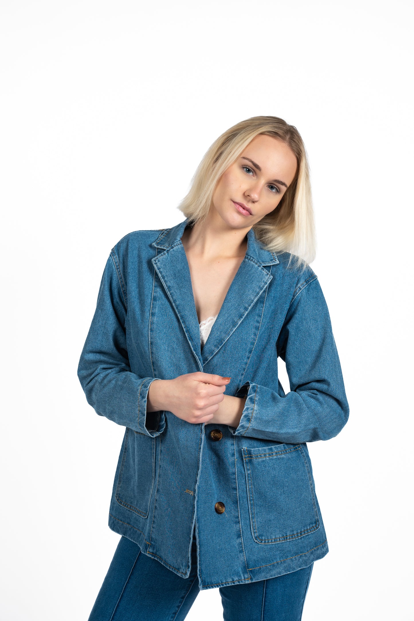 The Power Play Denim Blazer