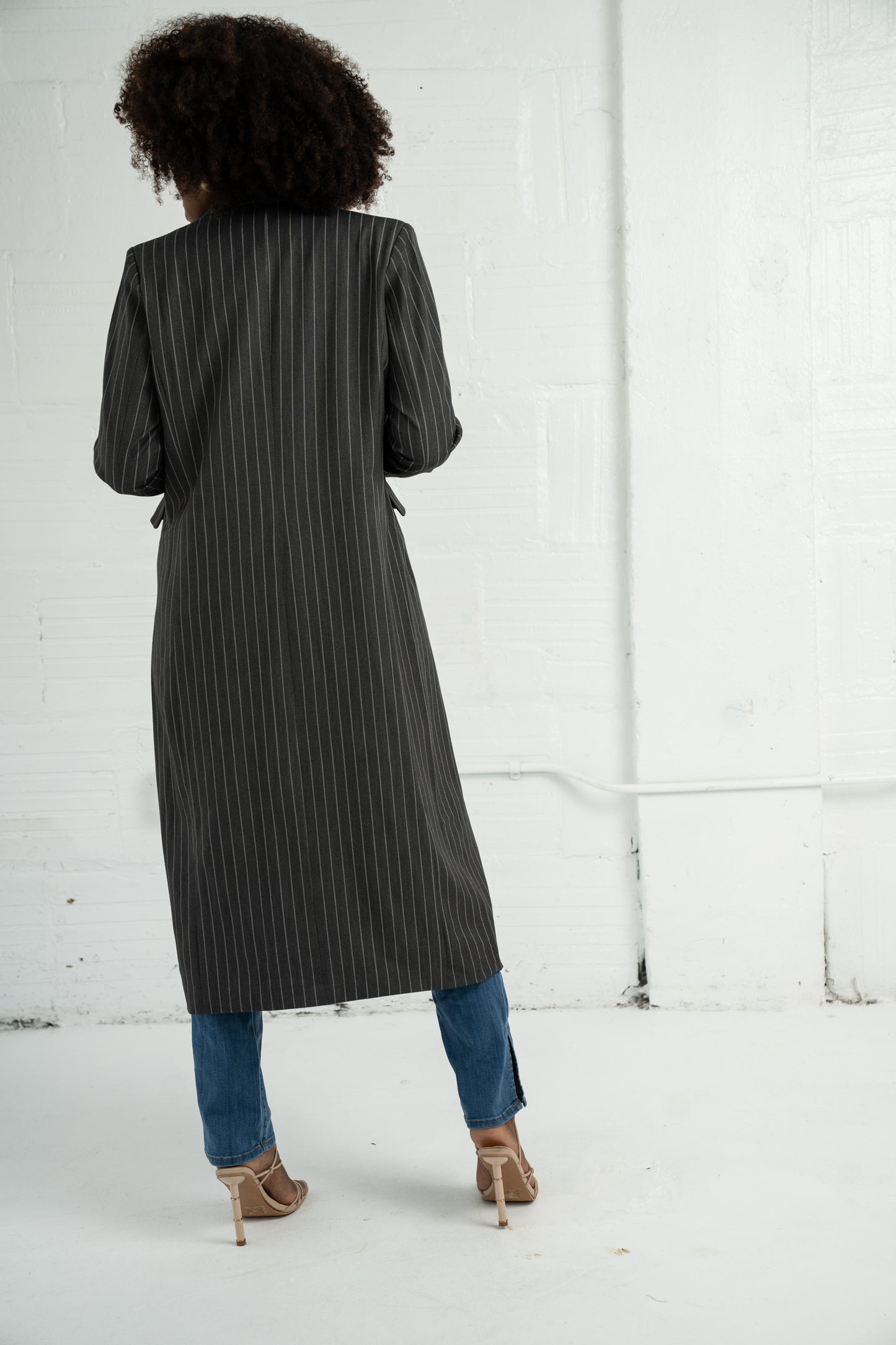 The Pinstripe Long Coat